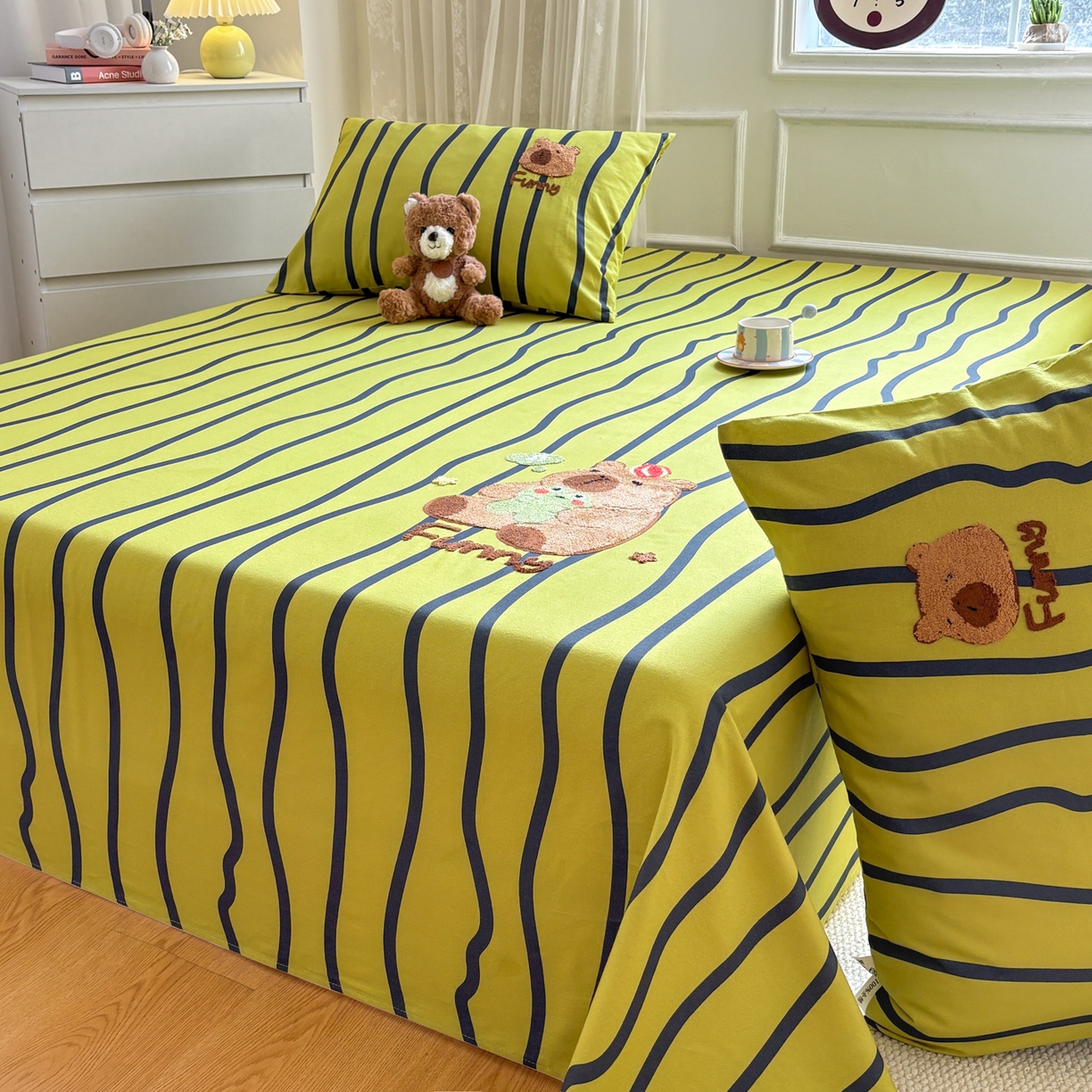 91家纺网 家纺一手货源 找家纺 居眠 2026新款全棉磨毛毛巾绣床单 时语集-床单