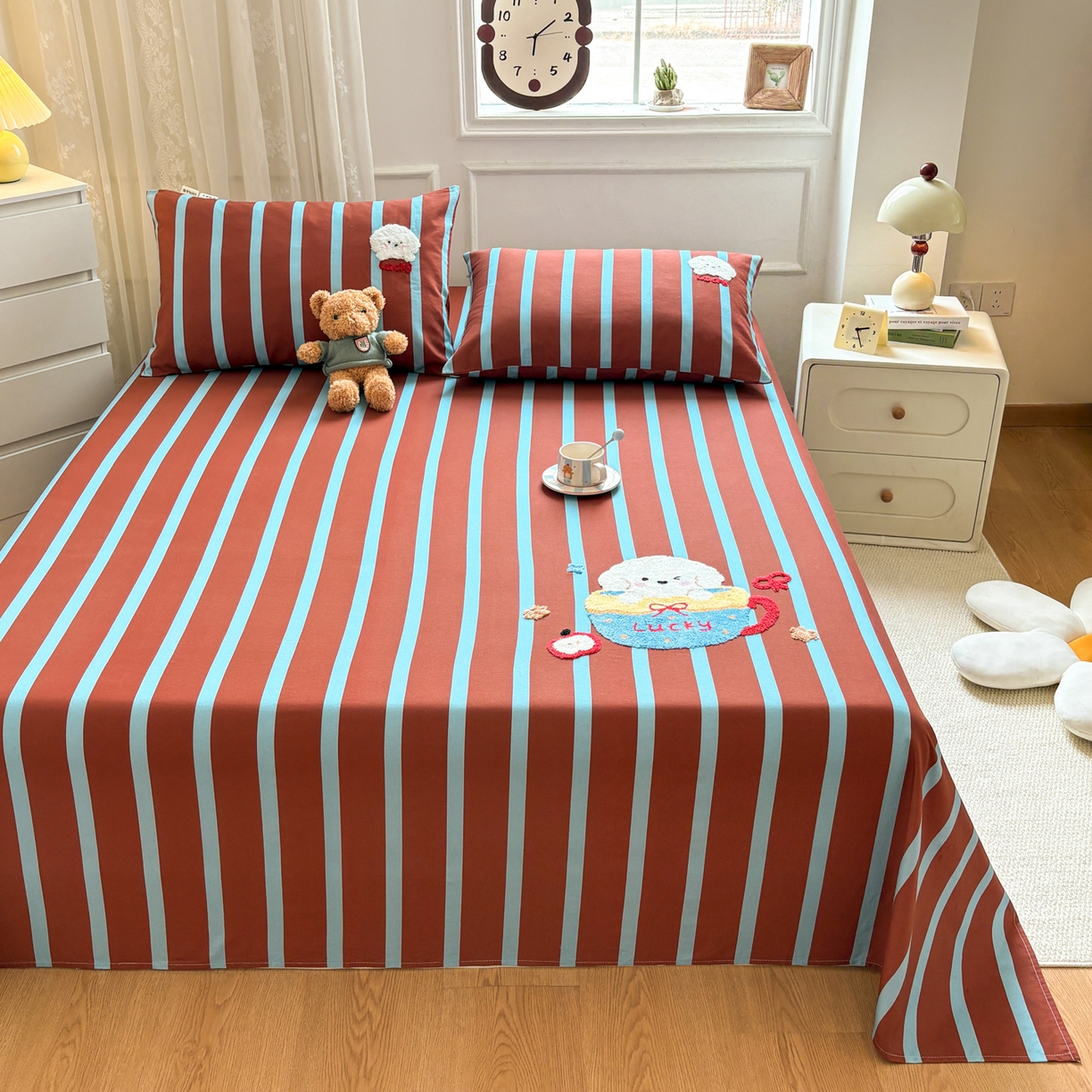 91家纺网 家纺一手货源 找家纺 居眠 2026新款全棉磨毛毛巾绣床单 勒夫-床单