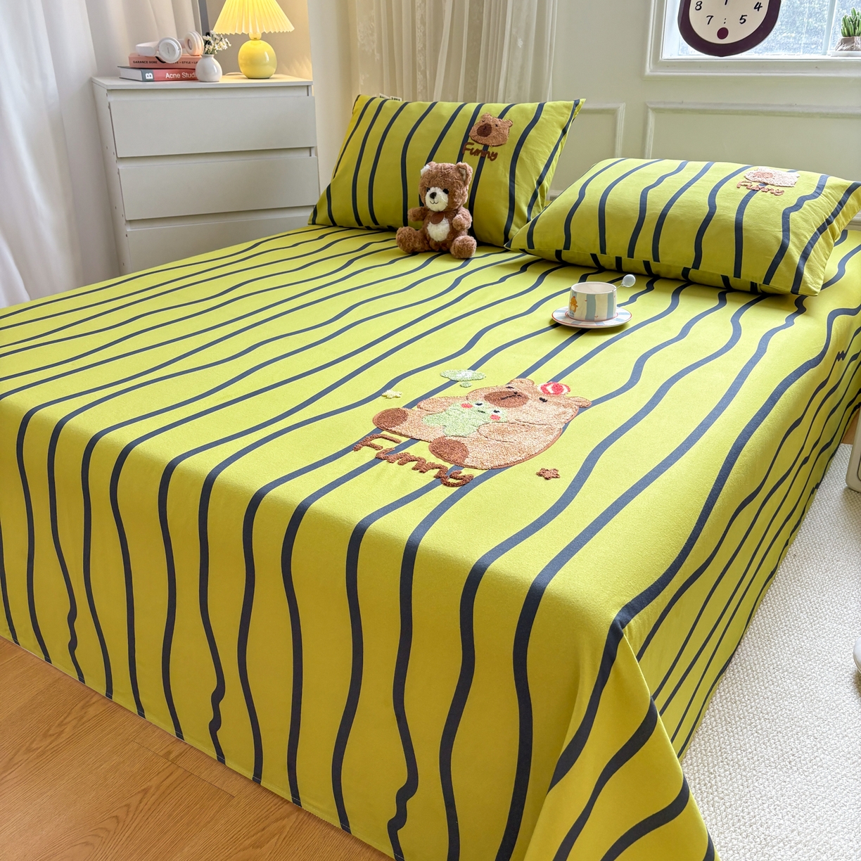 91家纺网 家纺一手货源 找家纺 居眠 2026新款全棉磨毛毛巾绣床单 时语集-床单