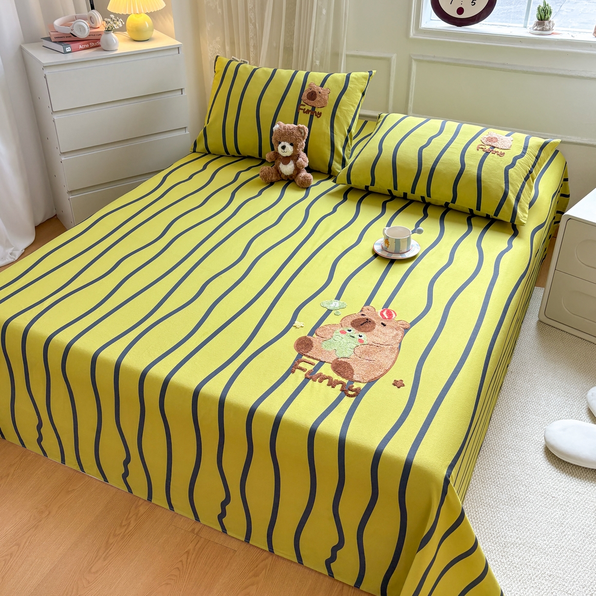 91家纺网 家纺一手货源 找家纺 居眠 2026新款全棉磨毛毛巾绣床单 时语集-床单