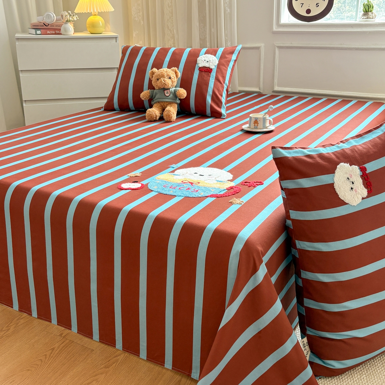 91家纺网 家纺一手货源 找家纺 居眠 2026新款全棉磨毛毛巾绣床单 勒夫-床单