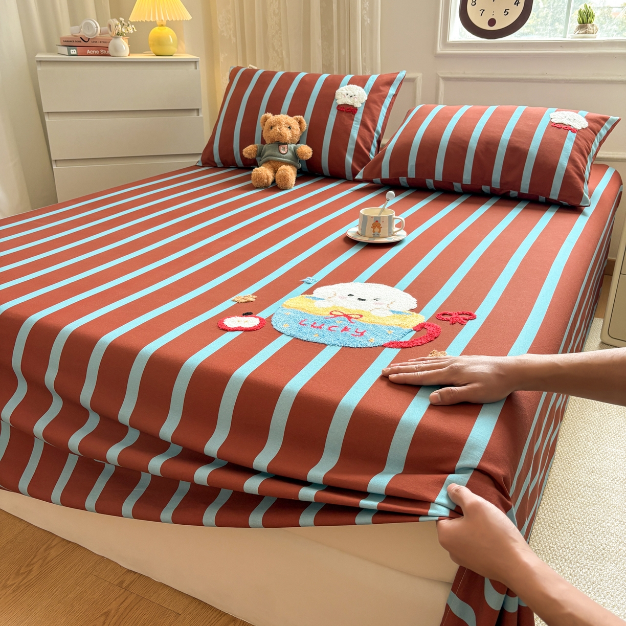 91家纺网 家纺一手货源 找家纺 居眠 2026新款全棉磨毛毛巾绣床单 勒夫-床单