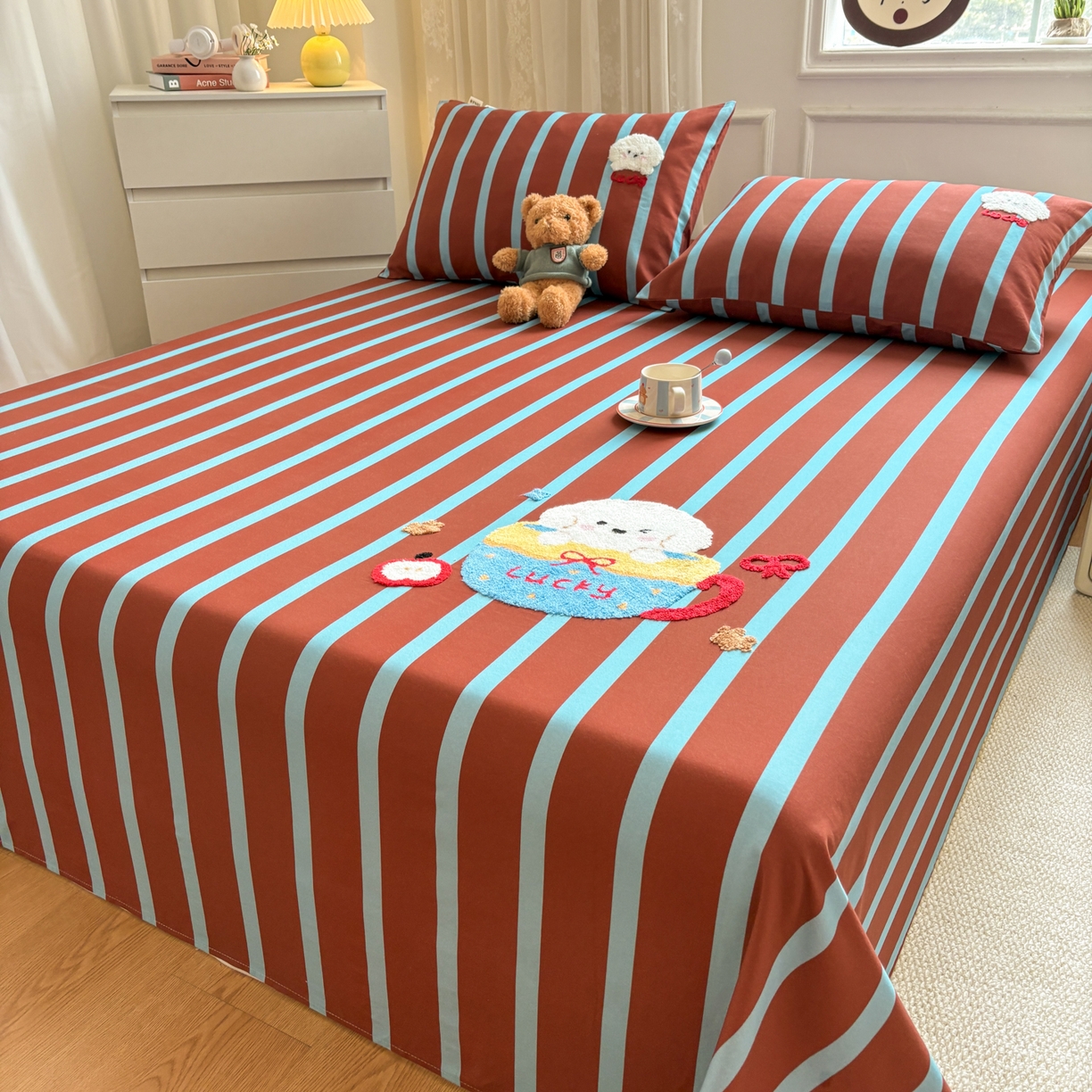 91家纺网 家纺一手货源 找家纺 居眠 2026新款全棉磨毛毛巾绣床单 勒夫-床单