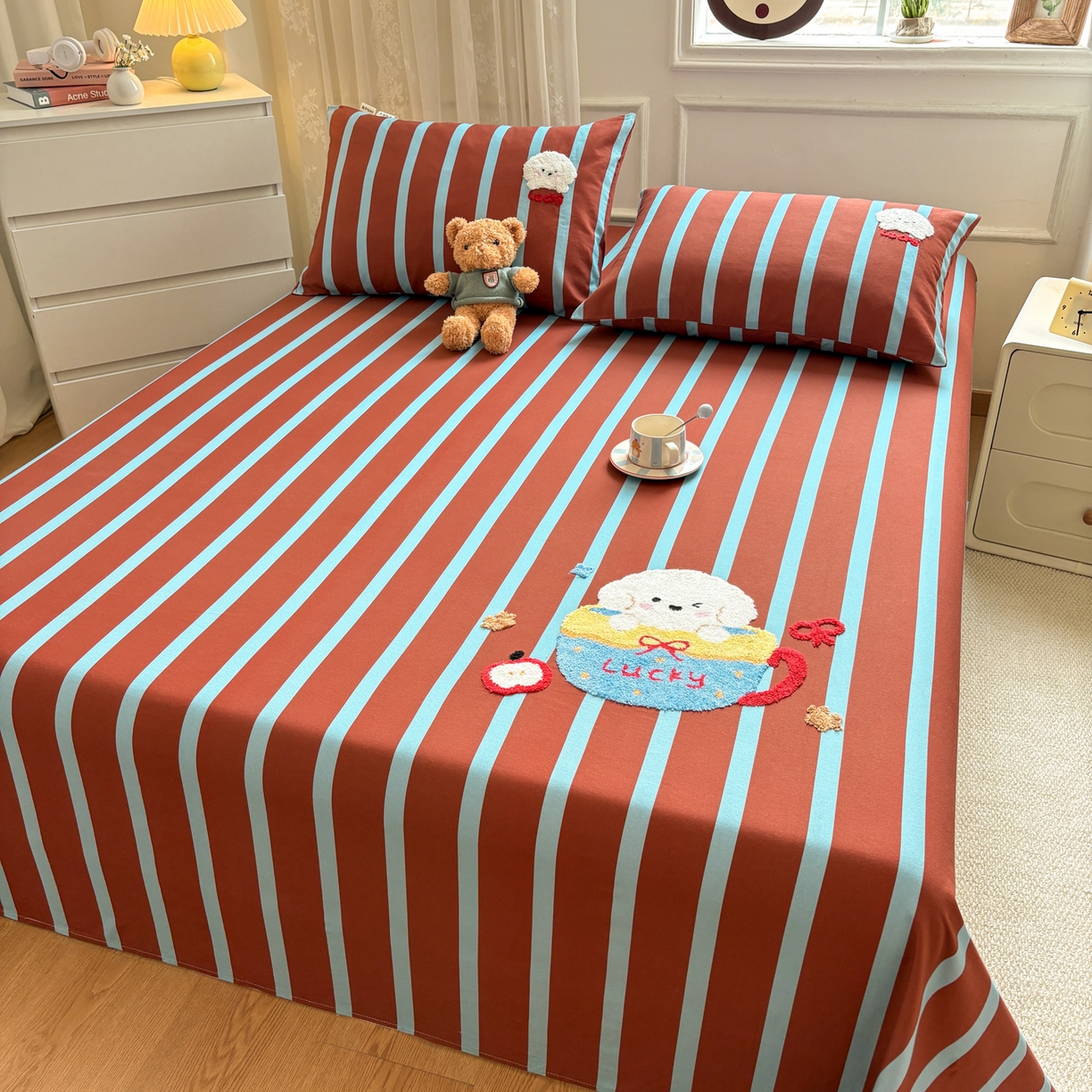 91家纺网 家纺一手货源 找家纺 居眠 2026新款全棉磨毛毛巾绣床单 勒夫-床单