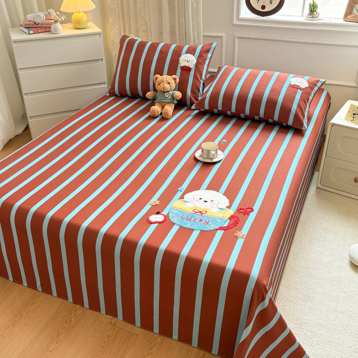 91家纺网 家纺一手货源 找家纺 居眠 2026新款全棉磨毛毛巾绣床单 勒夫-床单