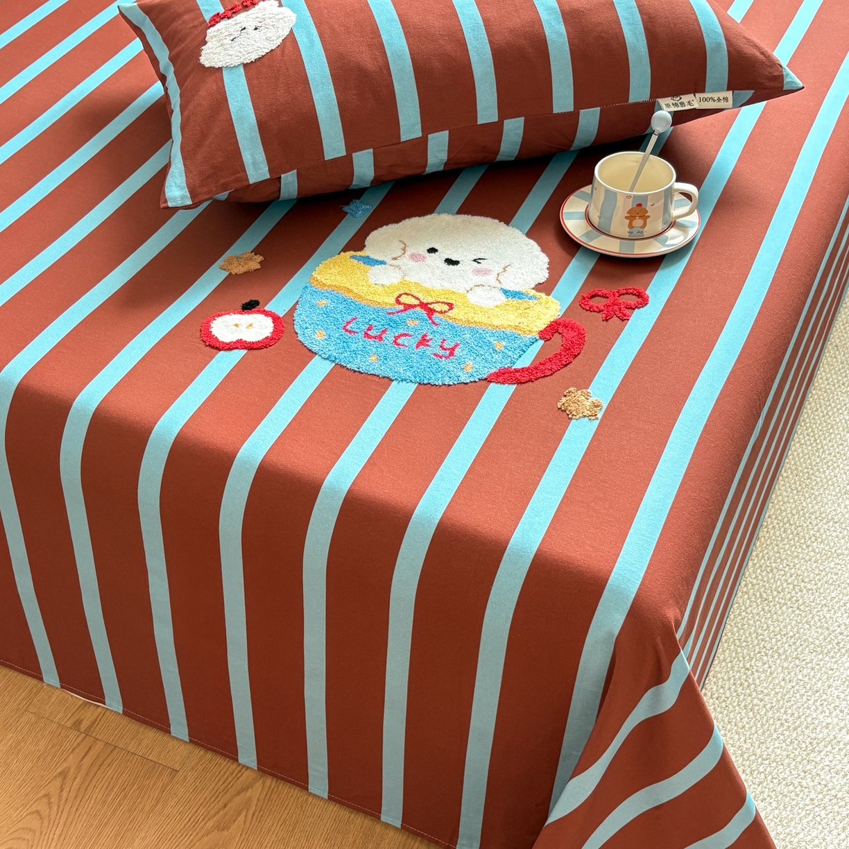 91家纺网 家纺一手货源 找家纺 居眠 2026新款全棉磨毛毛巾绣床单 勒夫-床单