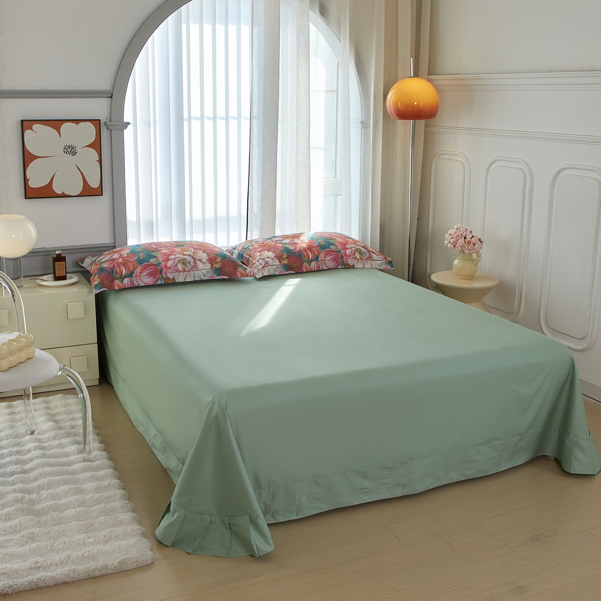 91家纺网 家纺一手货源 找家纺 启航家居 2026新款全棉铂金棉数码印花四件套 塞纳舞曲红