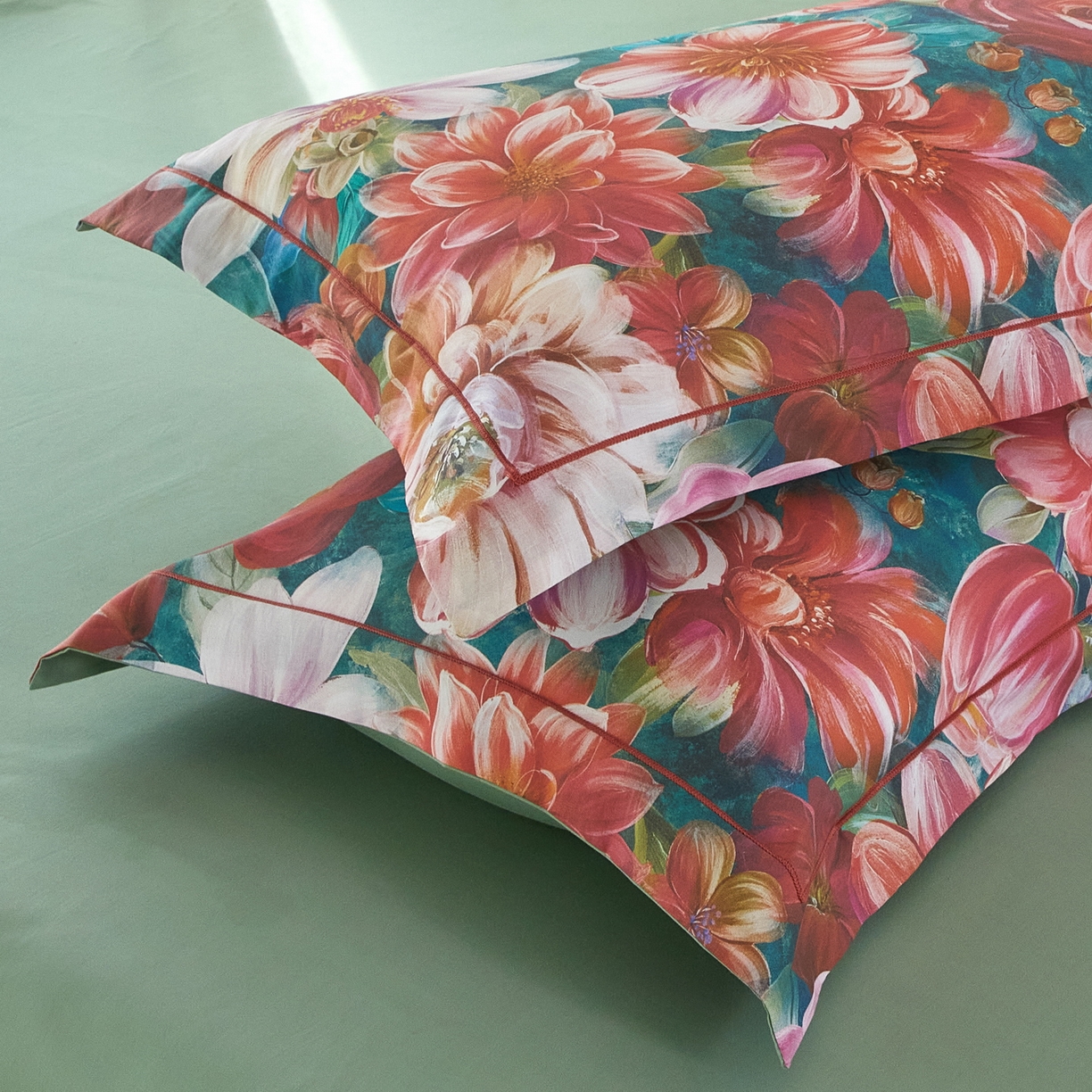 91家纺网 家纺一手货源 找家纺 启航家居 2026新款全棉铂金棉数码印花四件套 塞纳舞曲红