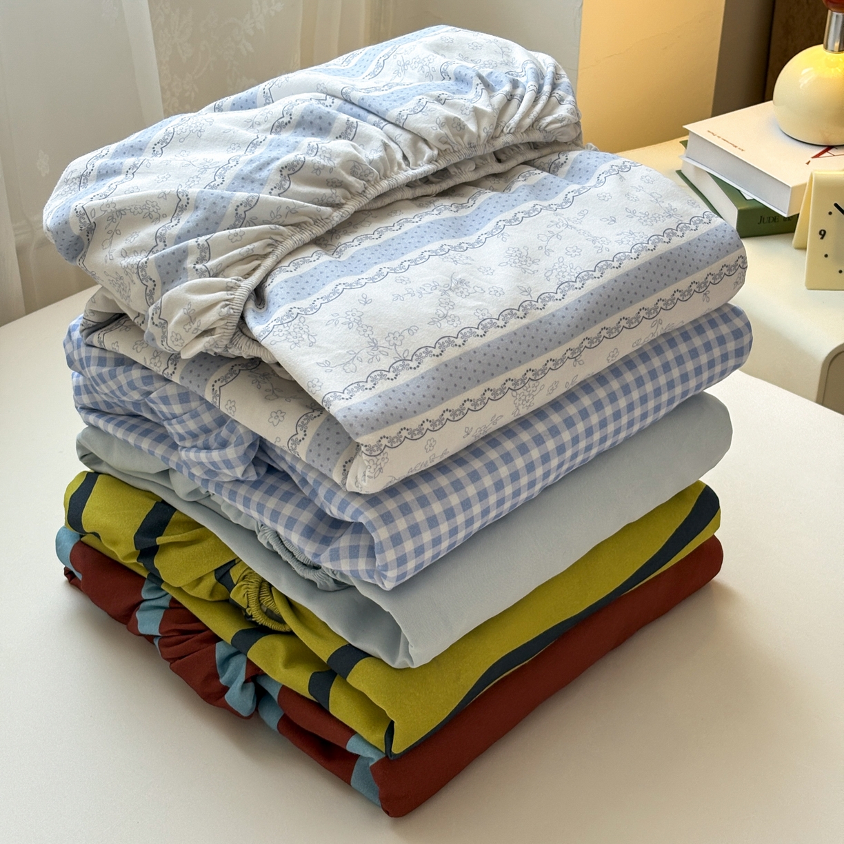 91家纺网 家纺一手货源 找家纺 居眠 2026新款全棉磨毛毛巾绣床笠 叠拍组合