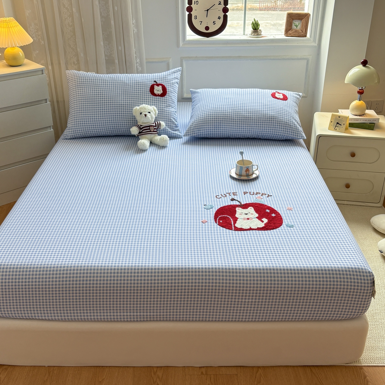 91家纺网 家纺一手货源 找家纺 居眠 2026新款全棉磨毛毛巾绣床笠 沐川-床笠