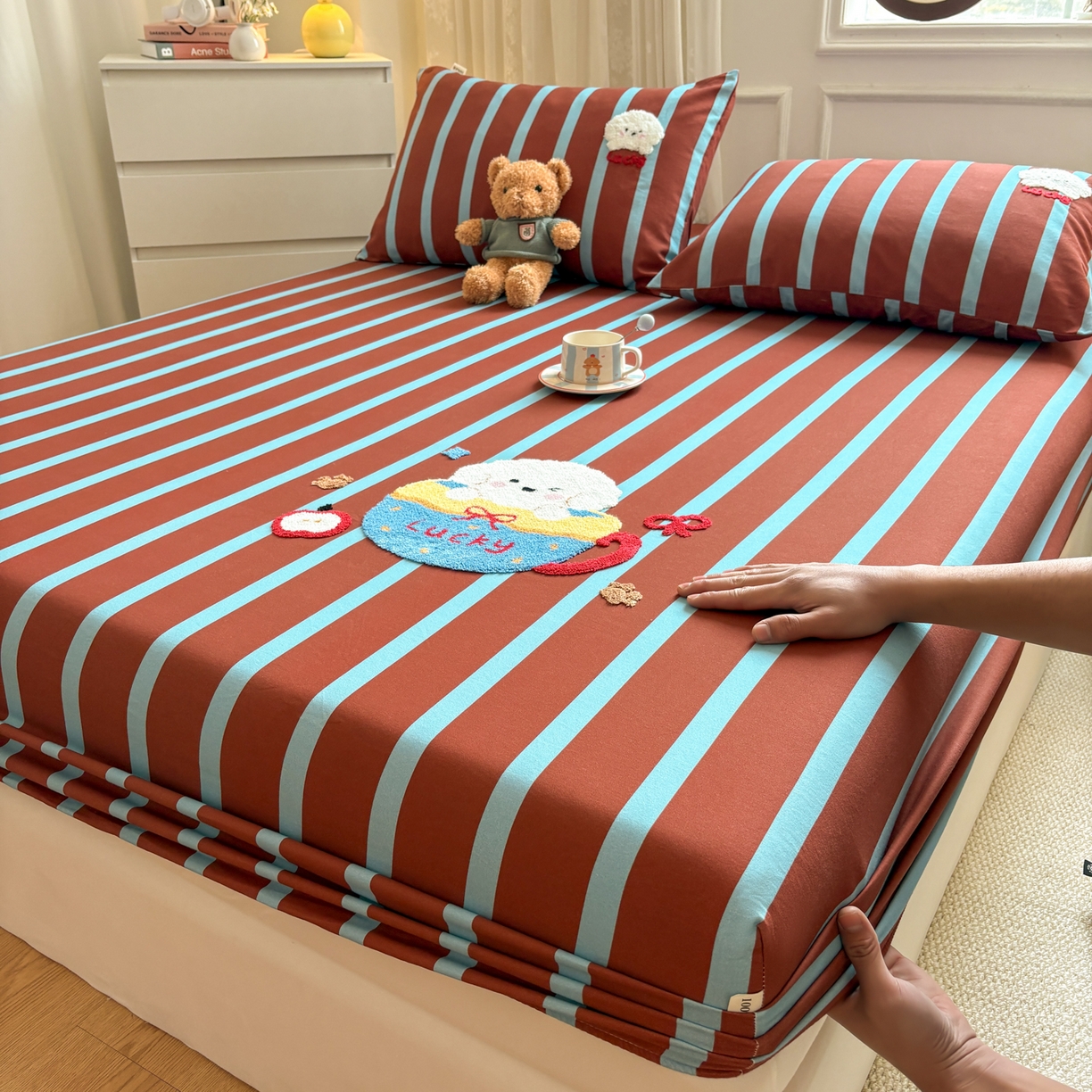 居眠 2026新款全棉磨毛毛巾绣床笠 勒夫-床笠