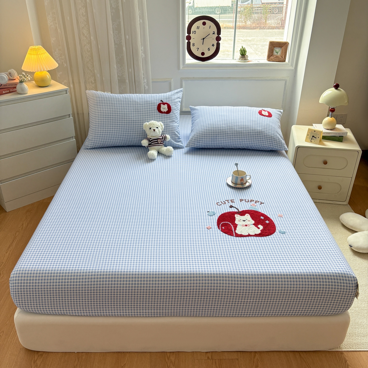 91家纺网 家纺一手货源 找家纺 居眠 2026新款全棉磨毛毛巾绣床笠 沐川-床笠