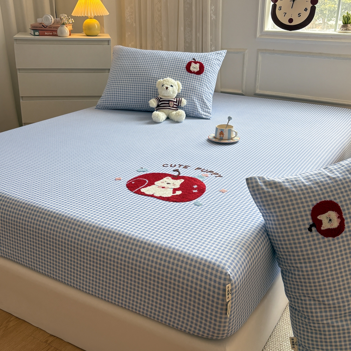 91家纺网 家纺一手货源 找家纺 居眠 2026新款全棉磨毛毛巾绣床笠 沐川-床笠