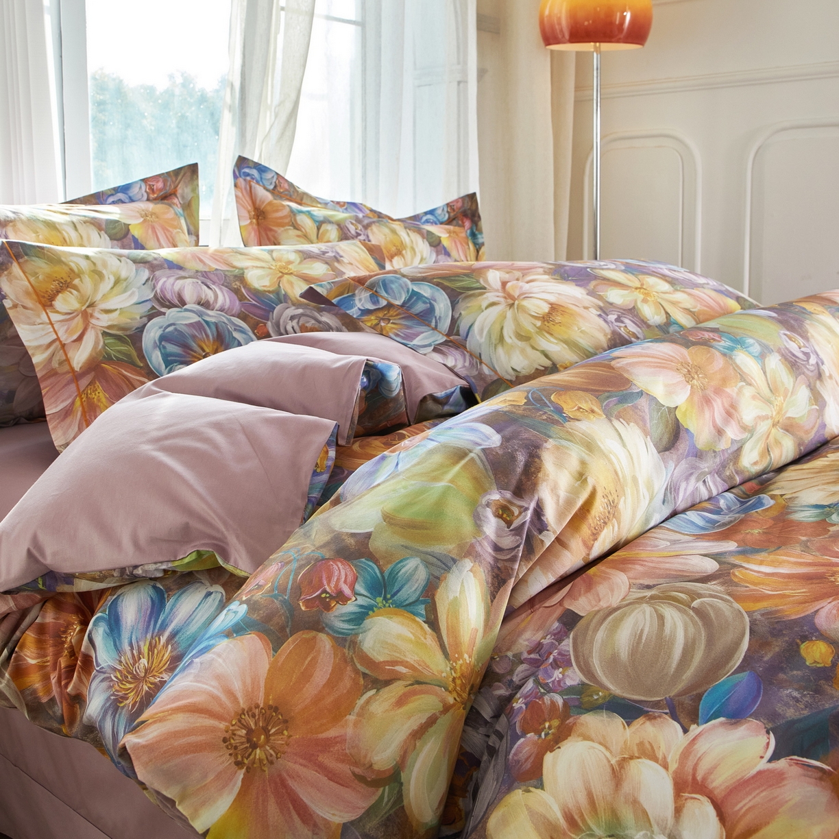 91家纺网 家纺一手货源 找家纺 启航家居 2026新款全棉铂金棉数码印花四件套 塞纳舞曲紫