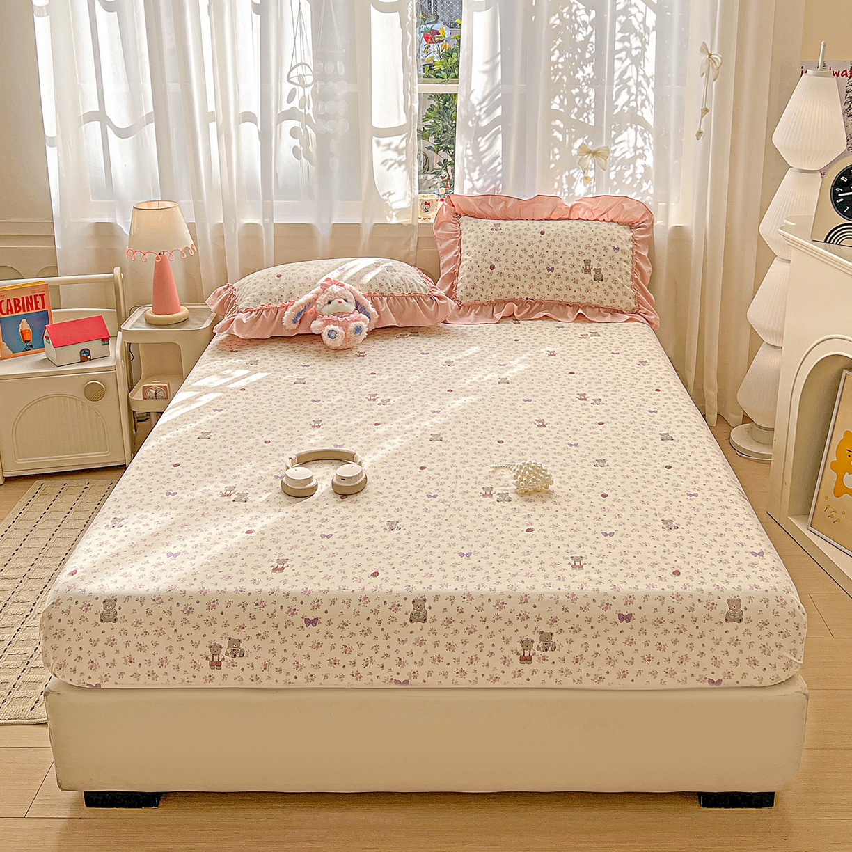 91家纺网 家纺一手货源 找家纺 （总）富米莱（原臻工厂） 2026新款古法水洗仿棉床笠席梦思床罩杀床垫防滑罩床套罩床笠三件套