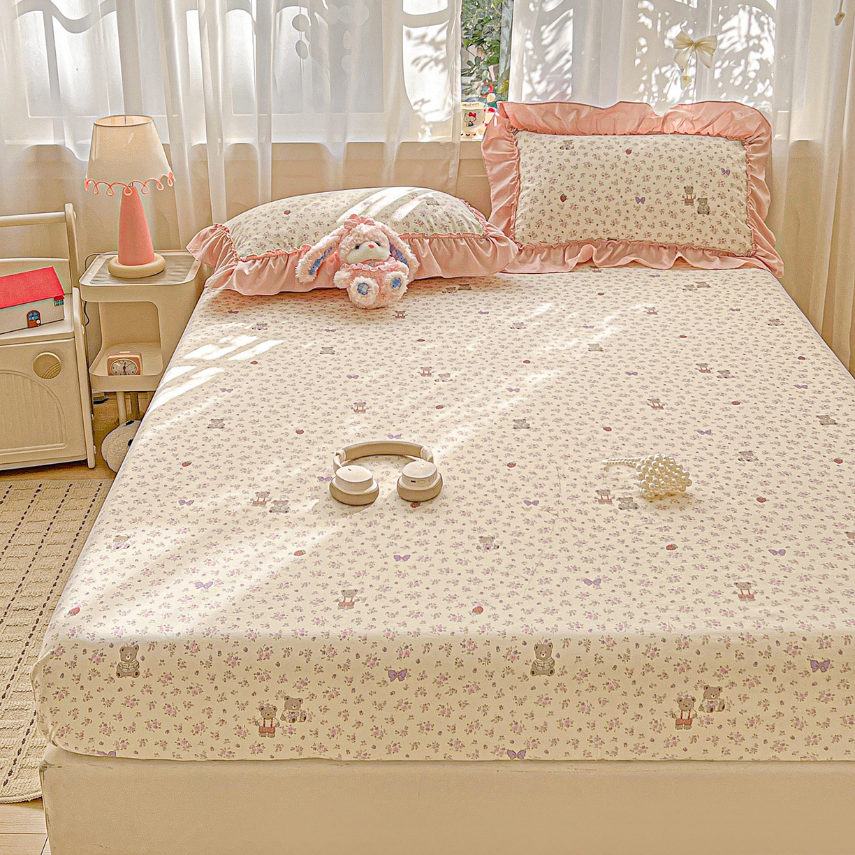 91家纺网 家纺一手货源 找家纺 （总）富米莱（原臻工厂） 2026新款古法水洗仿棉床笠席梦思床罩杀床垫防滑罩床套罩床笠三件套