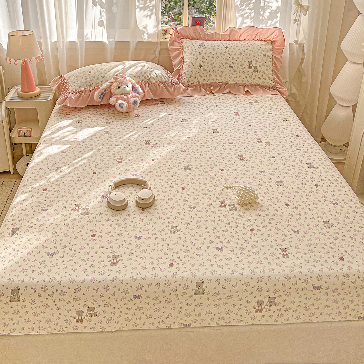 91家纺网 家纺一手货源 找家纺 （总）富米莱（原臻工厂） 2026新款古法水洗仿棉床笠席梦思床罩杀床垫防滑罩床套罩床笠三件套