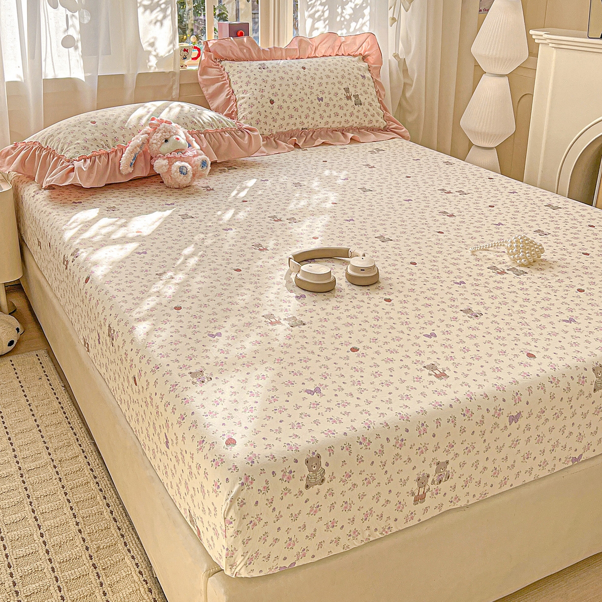 91家纺网 家纺一手货源 找家纺 （总）富米莱（原臻工厂） 2026新款古法水洗仿棉床笠席梦思床罩杀床垫防滑罩床套罩床笠三件套