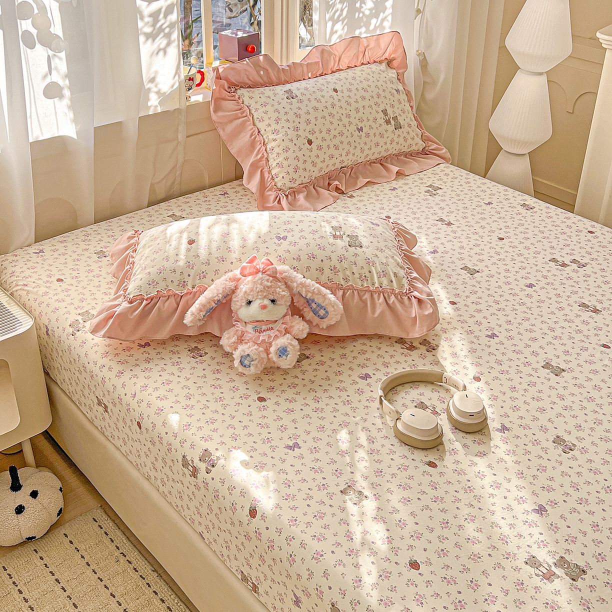 91家纺网 家纺一手货源 找家纺 （总）富米莱（原臻工厂） 2026新款古法水洗仿棉床笠席梦思床罩杀床垫防滑罩床套罩床笠三件套