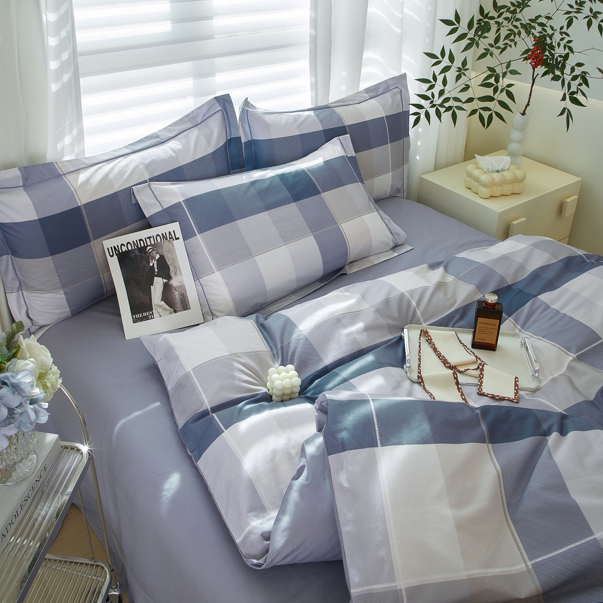 91家纺网 家纺一手货源 找家纺 启航家居 2026新款全棉铂金棉数码印花四件套 时尚情怀兰