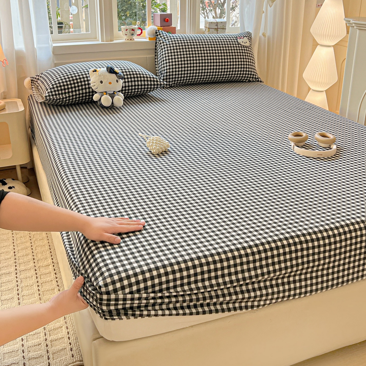 91家纺网 家纺一手货源 找家纺 （总）富米莱（原臻工厂） 2026新款古法水洗仿棉床笠席梦思床罩杀床垫防滑罩床套罩床笠三件套