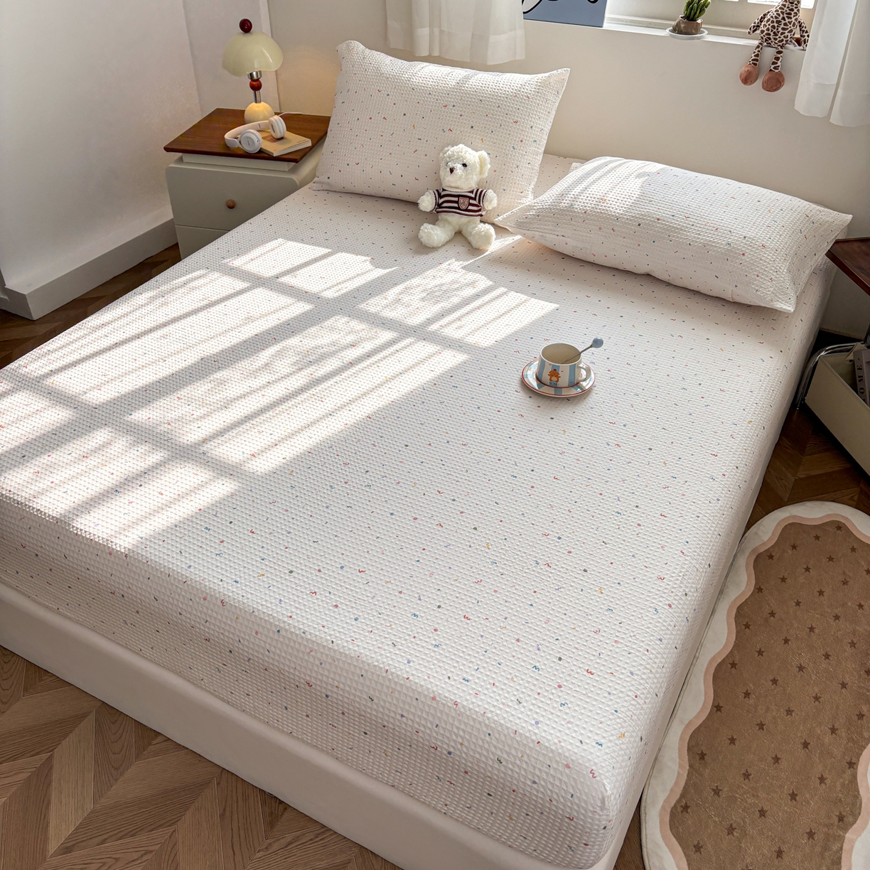 91家纺网 家纺一手货源 找家纺 （总）居眠 2026新款全棉印花华夫格床笠