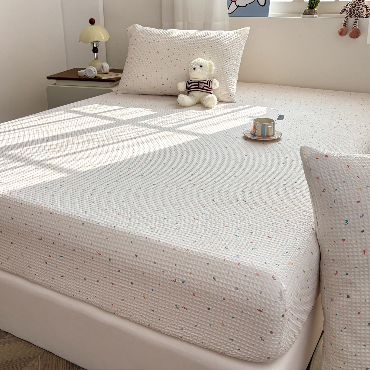 91家纺网 家纺一手货源 找家纺 （总）居眠 2026新款全棉印花华夫格床笠