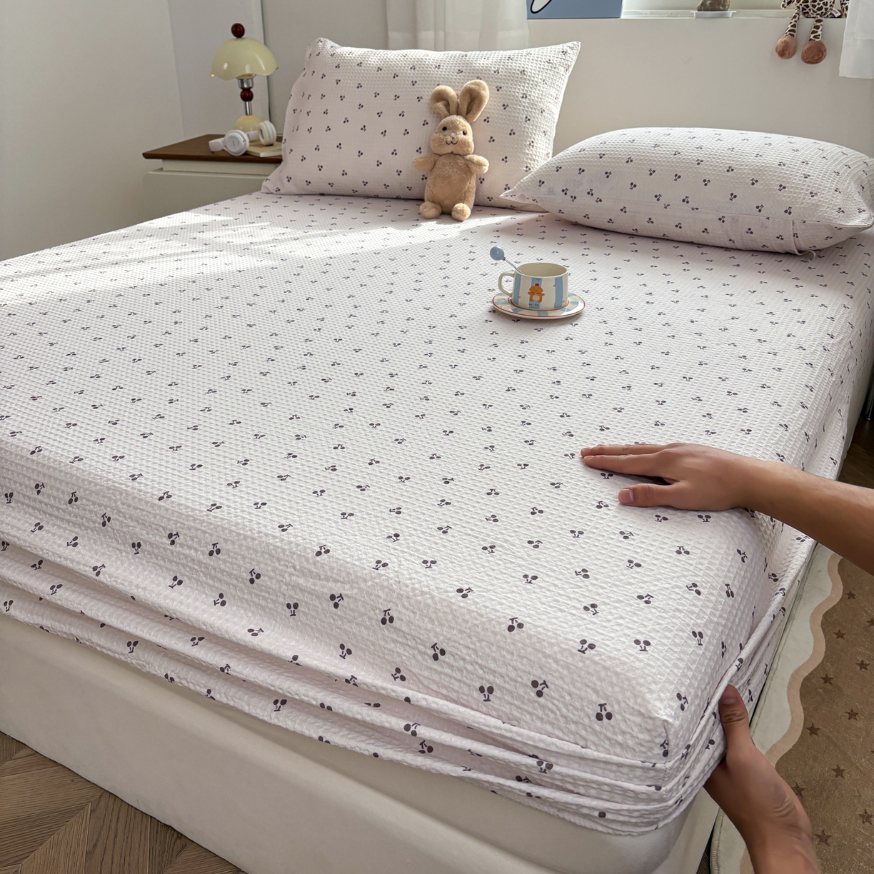 91家纺网 家纺一手货源 找家纺 （总）居眠 2026新款全棉印花华夫格床笠