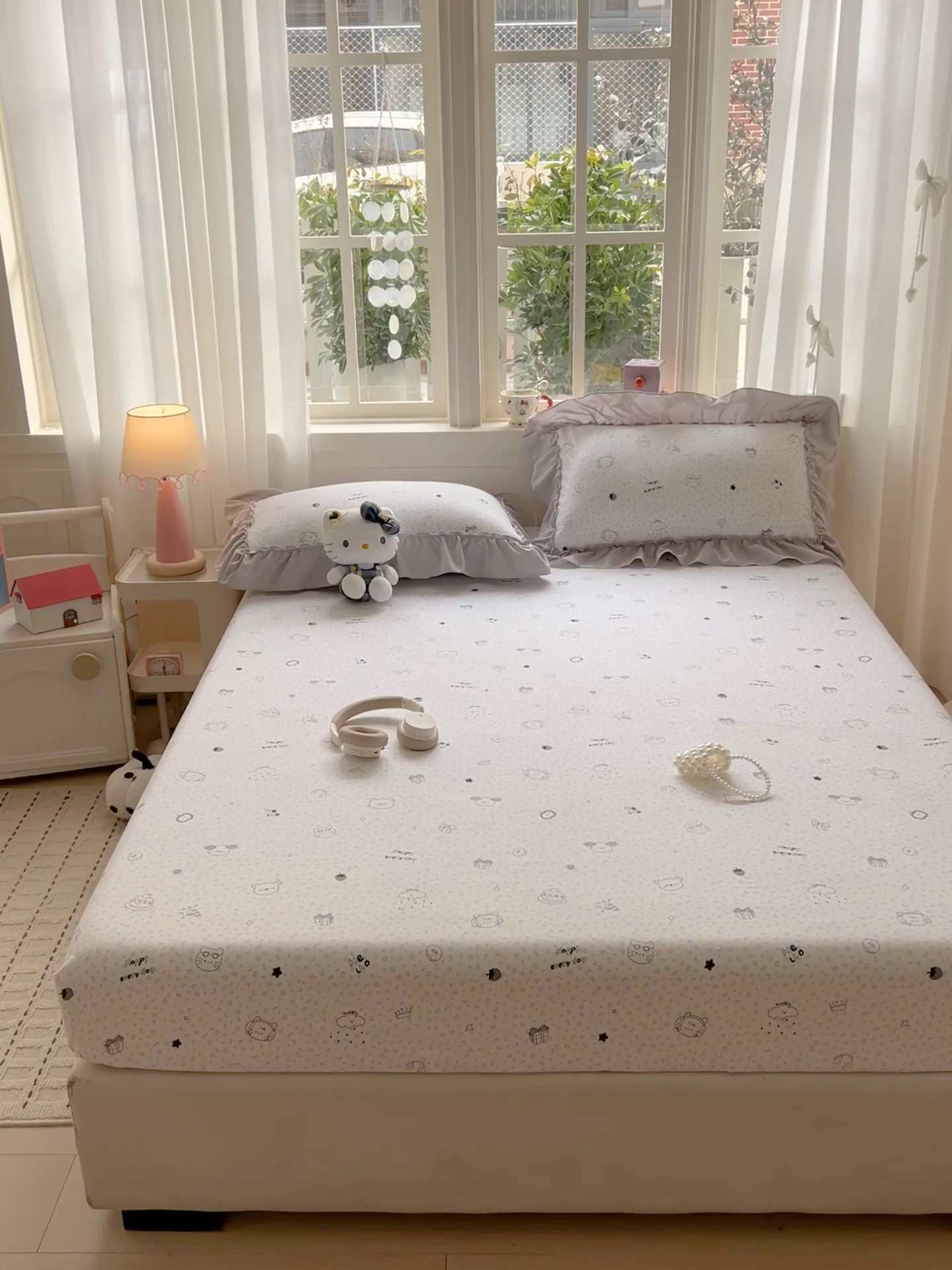 91家纺网 家纺一手货源 找家纺 富米莱（原臻工厂） 2026新款古法水洗仿棉床笠席梦思床罩杀床垫防滑罩床套罩床笠三件套 耳机猫猫