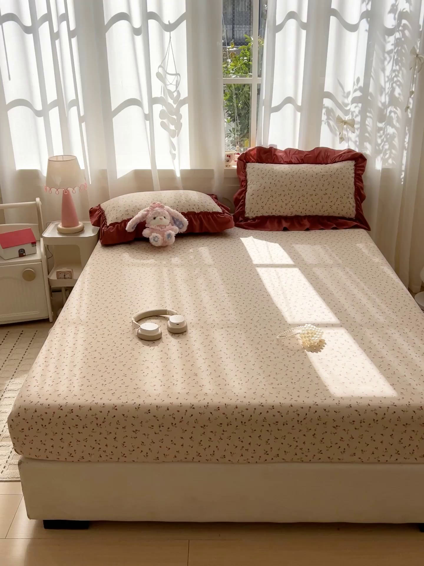 91家纺网 家纺一手货源 找家纺 富米莱（原臻工厂） 2026新款古法水洗仿棉床笠席梦思床罩杀床垫防滑罩床套罩床笠三件套 花影