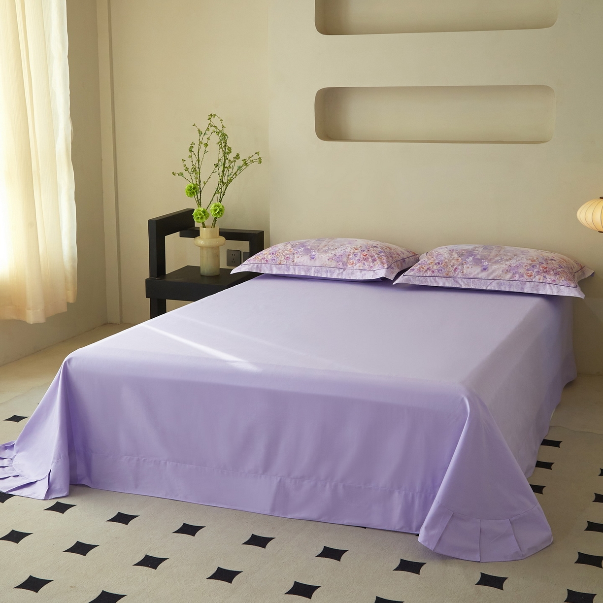 91家纺网 家纺一手货源 找家纺 启航家居 2026新款全棉铂金棉数码印花四件套 童话乐园紫