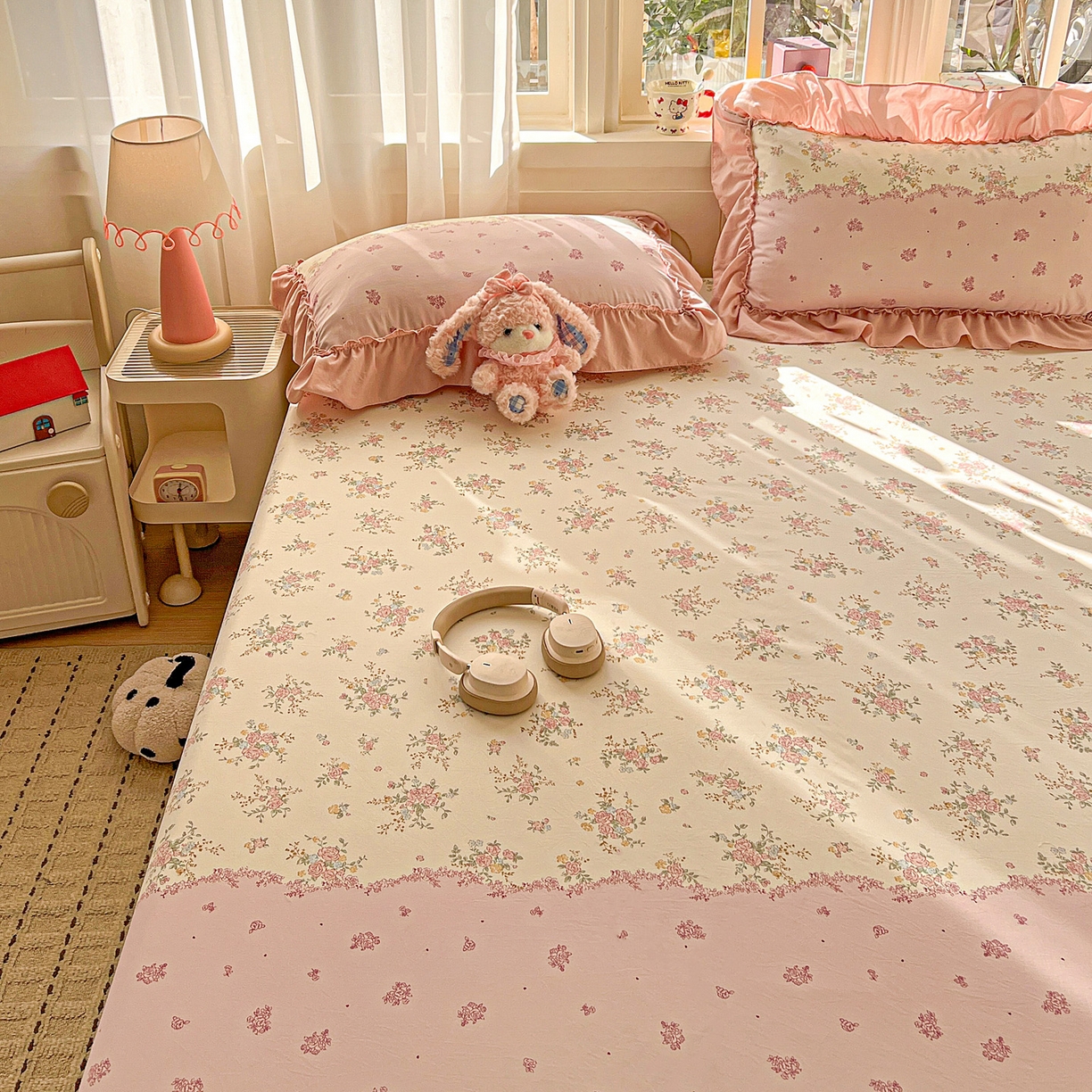 91家纺网 家纺一手货源 找家纺 富米莱（原臻工厂） 2026新款古法水洗仿棉床笠席梦思床罩杀床垫防滑罩床套罩床笠三件套 玫瑰庄园