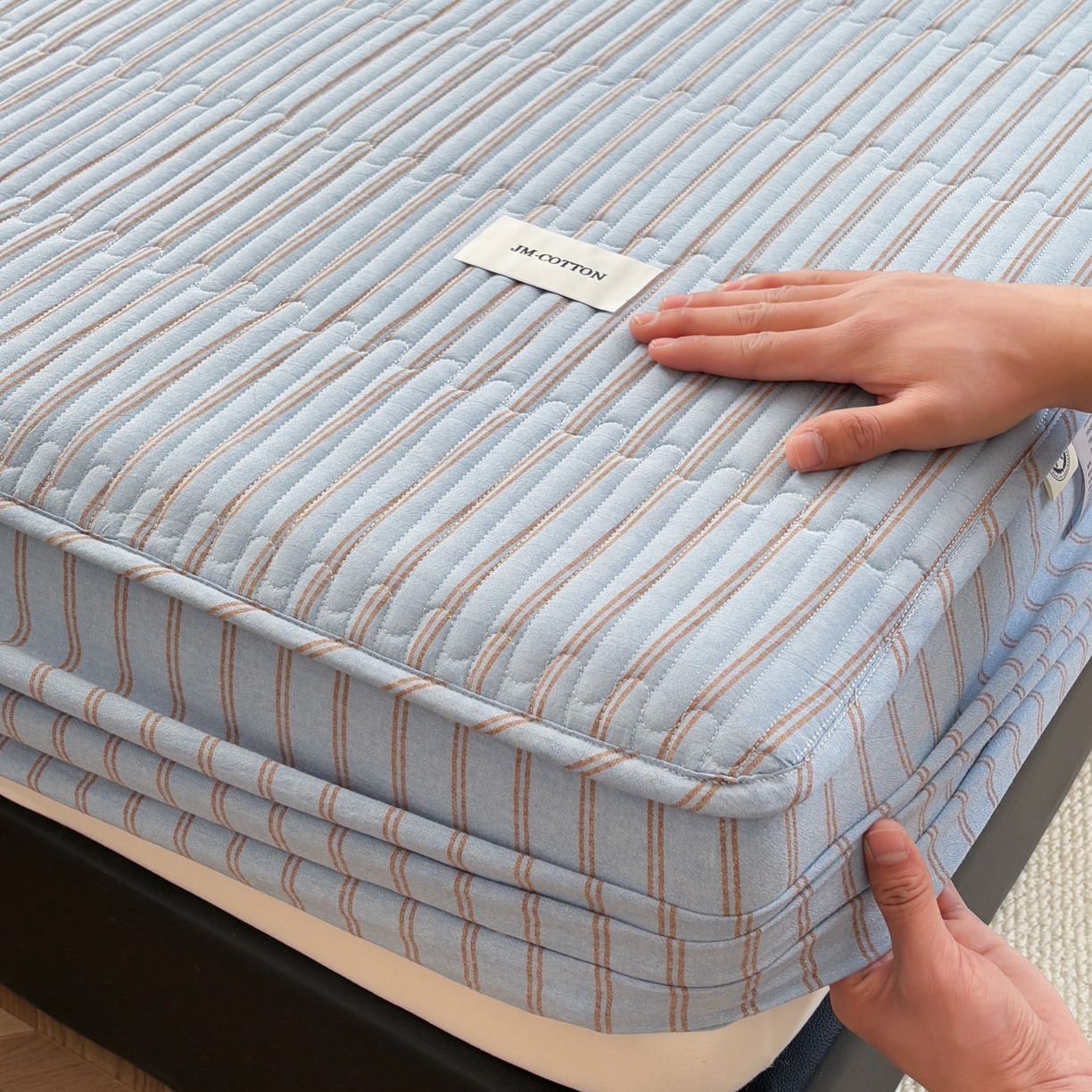 91家纺网 家纺一手货源 找家纺 （总）居眠 2026新款全棉色织水洗棉格子夹棉棉花床笠