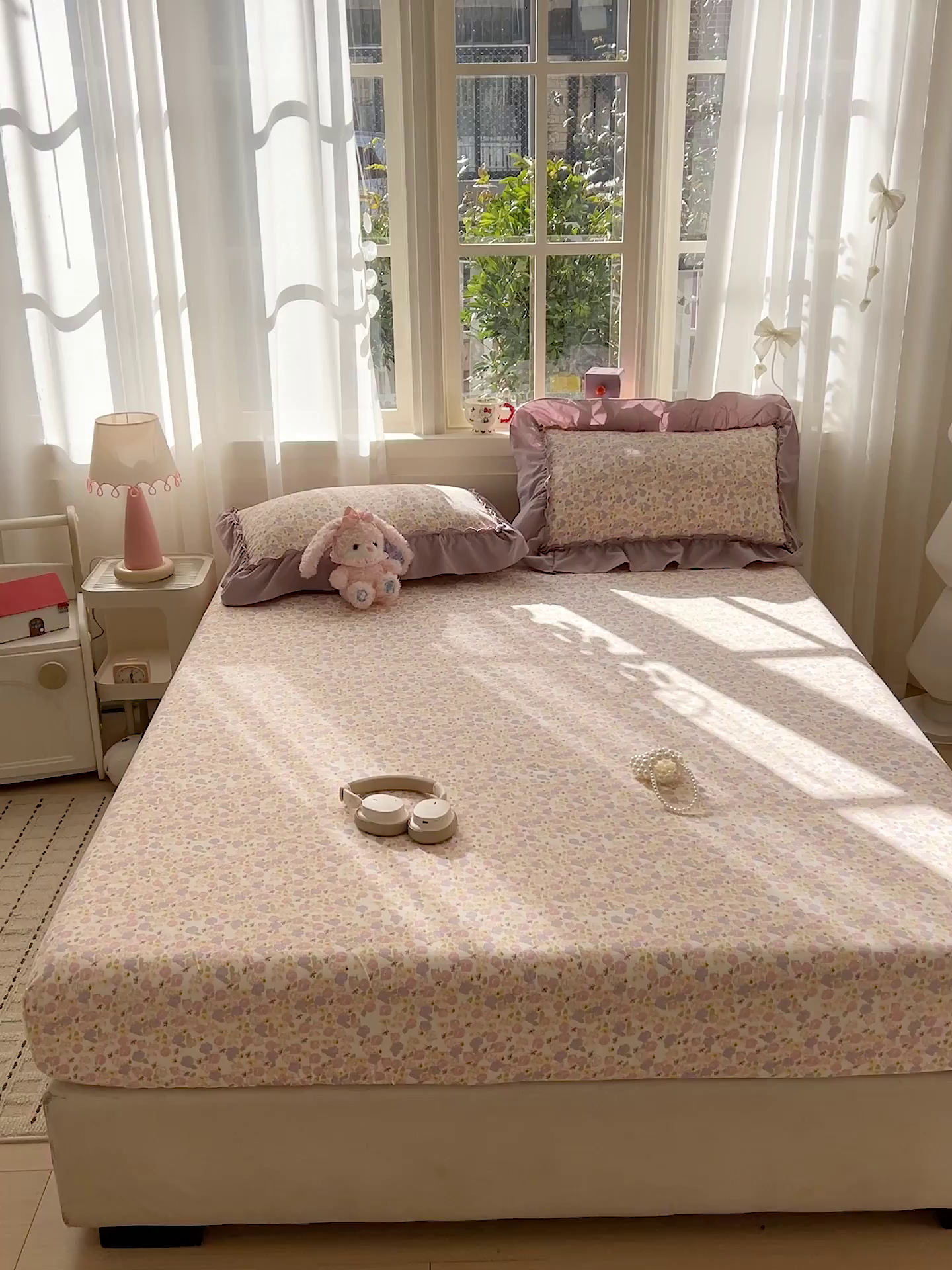 91家纺网 家纺一手货源 找家纺 富米莱（原臻工厂） 2026新款古法水洗仿棉床笠席梦思床罩杀床垫防滑罩床套罩床笠三件套 山樱漫岛