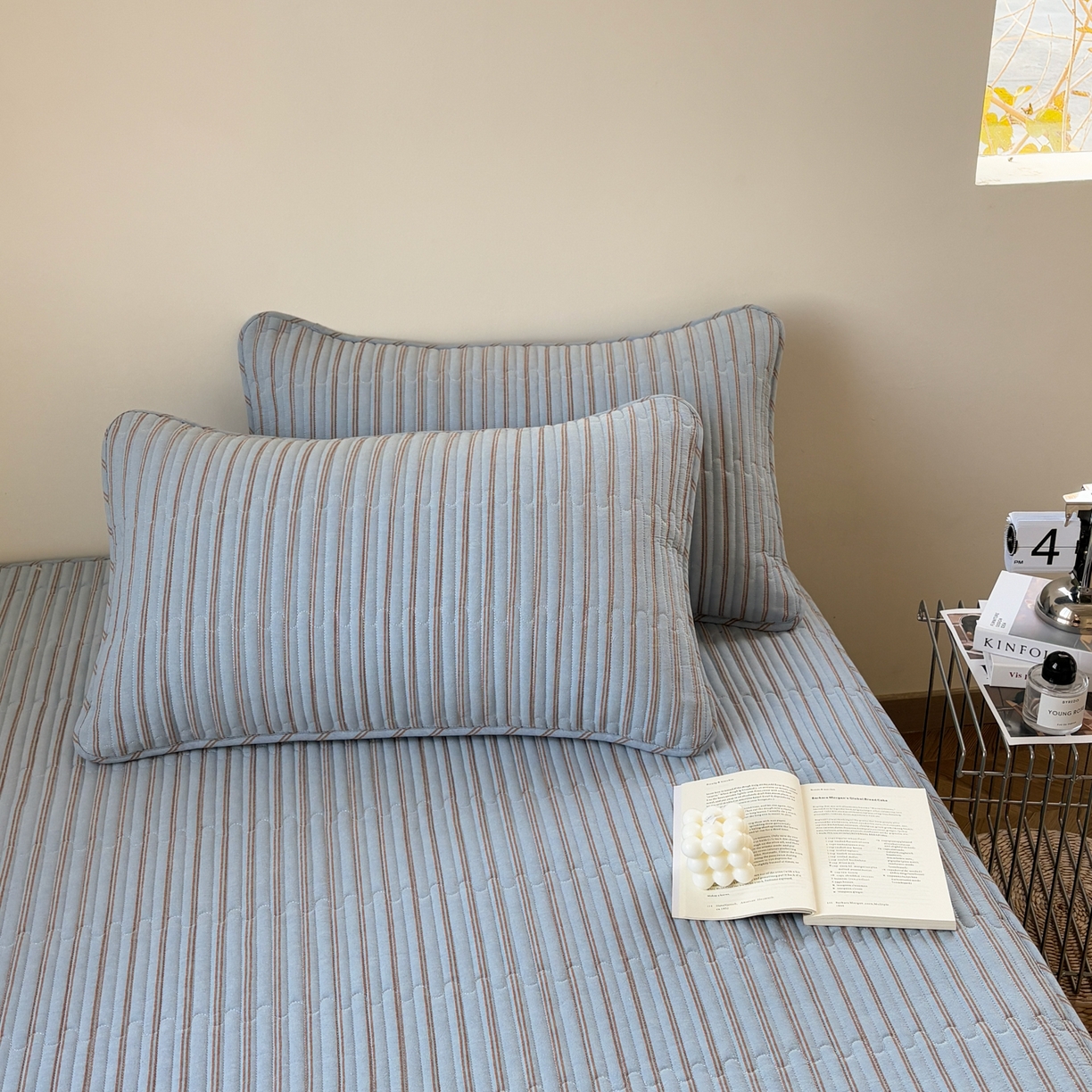 91家纺网 家纺一手货源 找家纺 （总）居眠 2026新款全棉色织水洗棉格子夹棉棉花枕套,夹棉款-摩登蓝卡条,夹棉款-摩登绿卡条