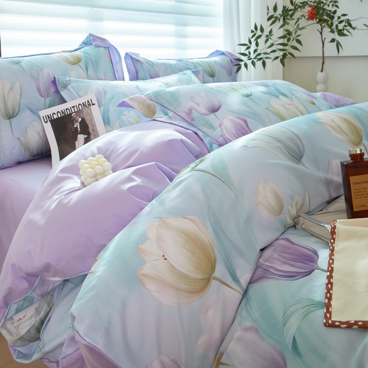 91家纺网 家纺一手货源 找家纺 启航家居 2026新款全棉铂金棉数码印花四件套 宛如初见兰