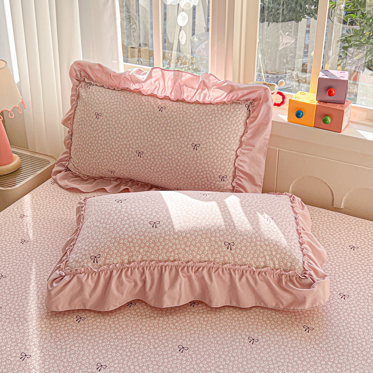 91家纺网 家纺一手货源 找家纺 富米莱（原臻工厂） 2026新款古法水洗仿棉床笠席梦思床罩杀床垫防滑罩床套罩床笠三件套 小花粉