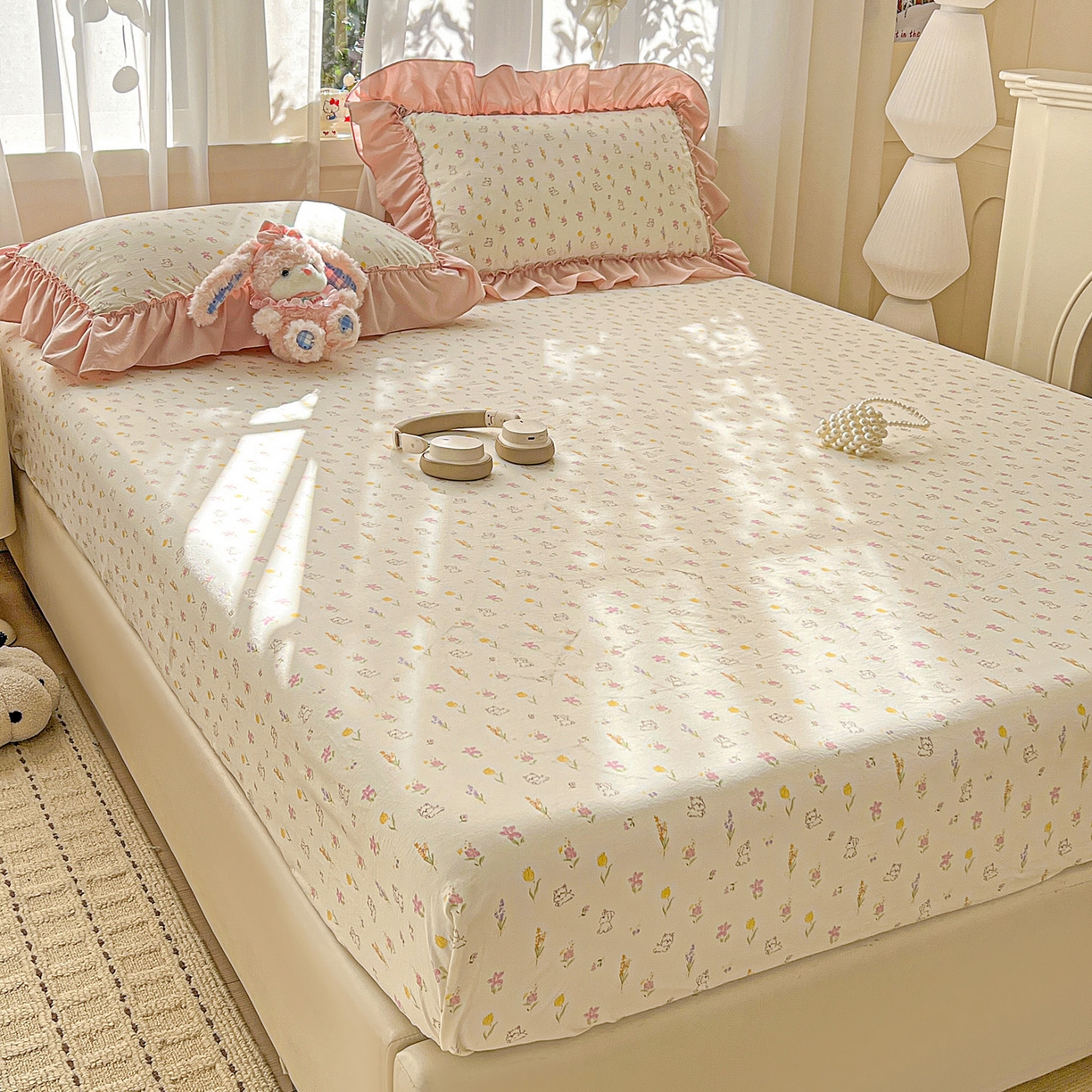 91家纺网 家纺一手货源 找家纺 富米莱（原臻工厂） 2026新款古法水洗仿棉床笠席梦思床罩杀床垫防滑罩床套罩床笠三件套 小杏芙