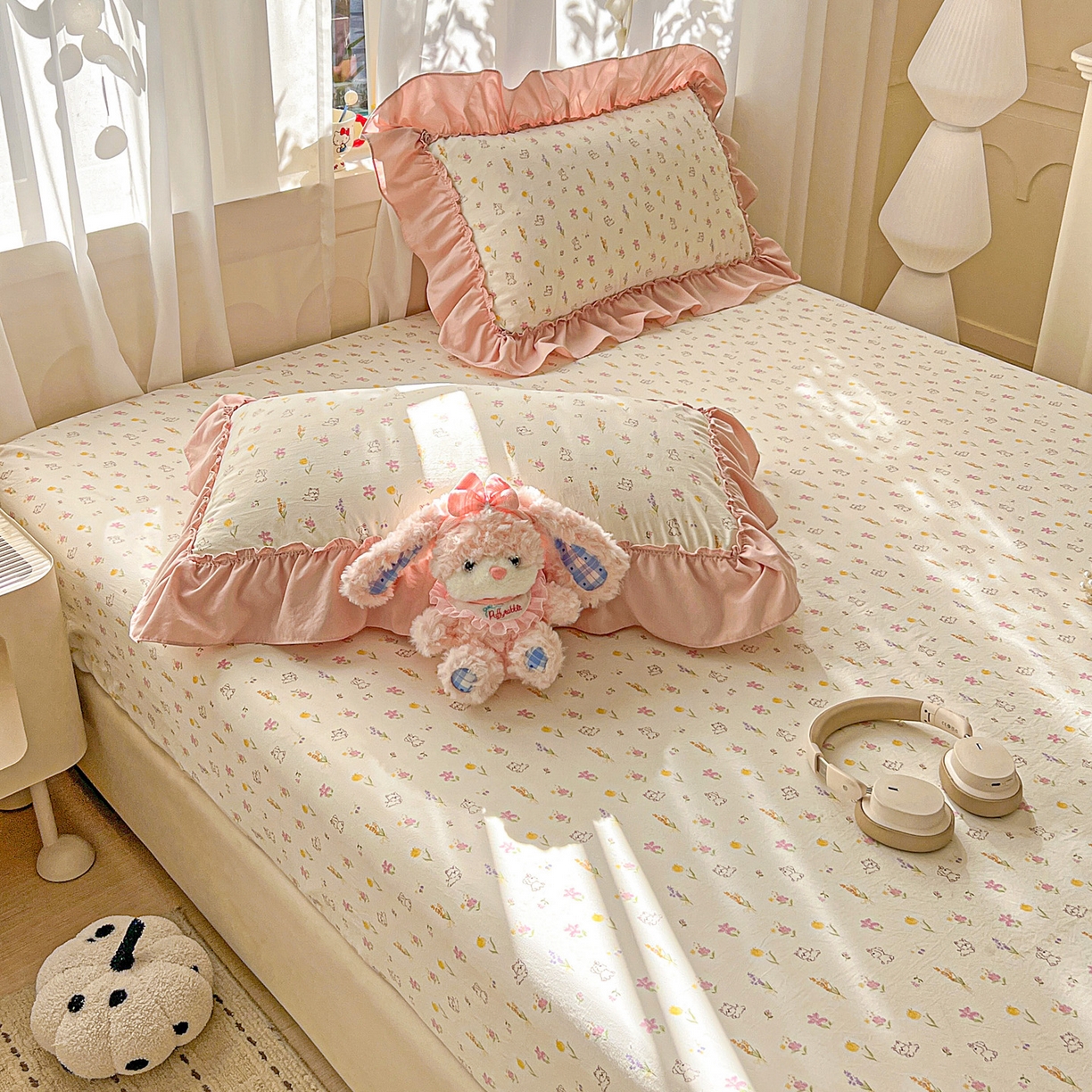 91家纺网 家纺一手货源 找家纺 富米莱（原臻工厂） 2026新款古法水洗仿棉床笠席梦思床罩杀床垫防滑罩床套罩床笠三件套 小杏芙