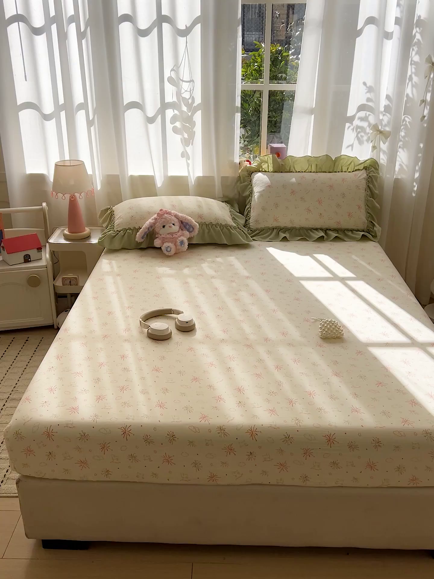 91家纺网 家纺一手货源 找家纺 富米莱（原臻工厂） 2026新款古法水洗仿棉床笠席梦思床罩杀床垫防滑罩床套罩床笠三件套 烟火气星辰