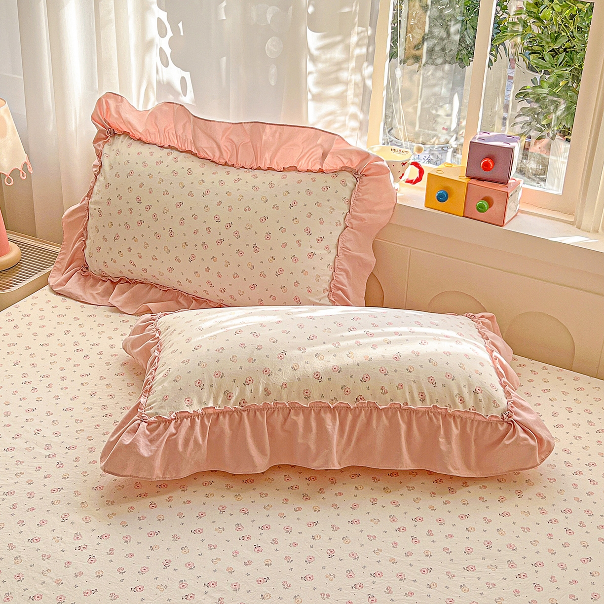 91家纺网 家纺一手货源 找家纺 富米莱（原臻工厂） 2026新款古法水洗仿棉床笠席梦思床罩杀床垫防滑罩床套罩床笠三件套 悠悠花香