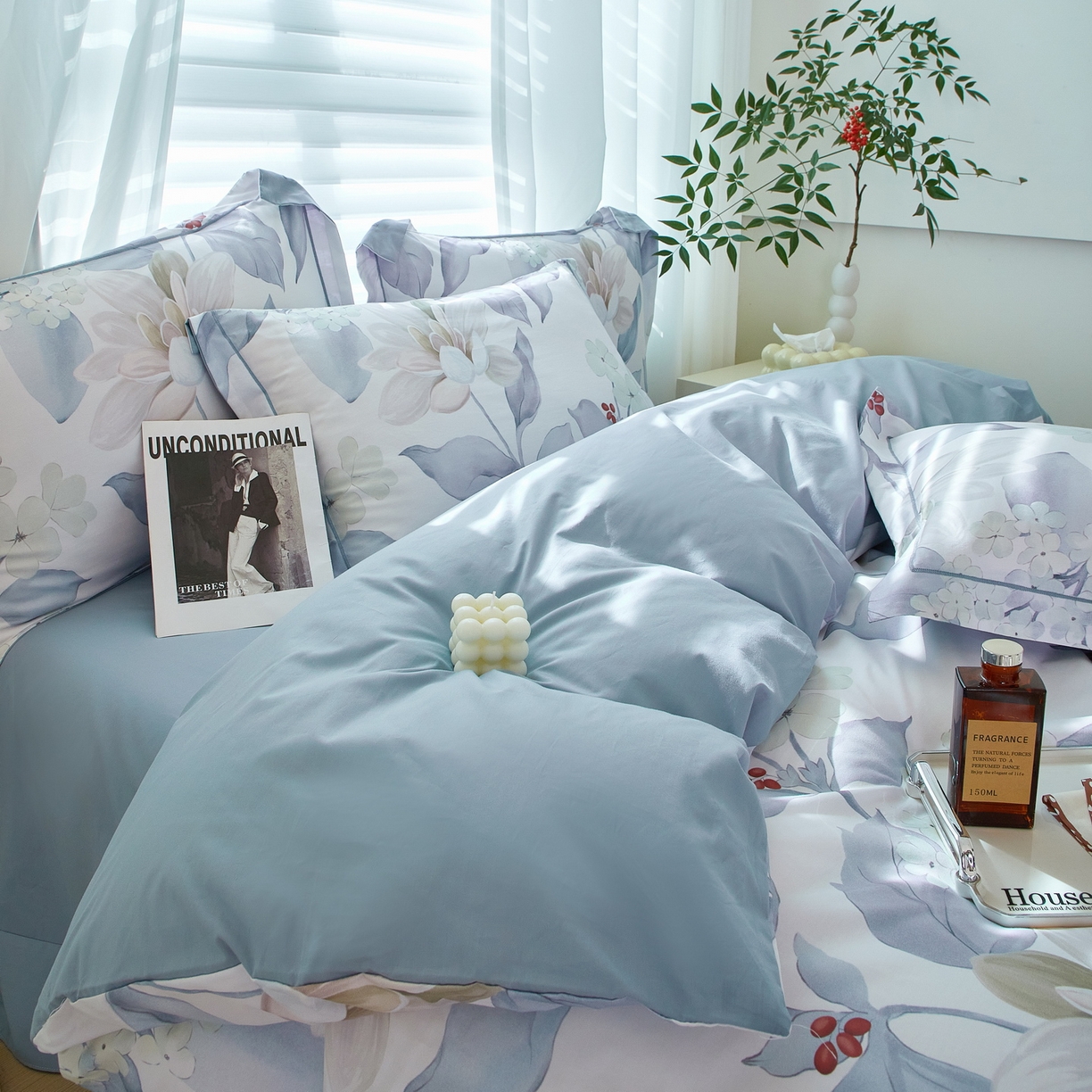 91家纺网 家纺一手货源 找家纺 启航家居 2026新款全棉铂金棉数码印花四件套 云中歌兰