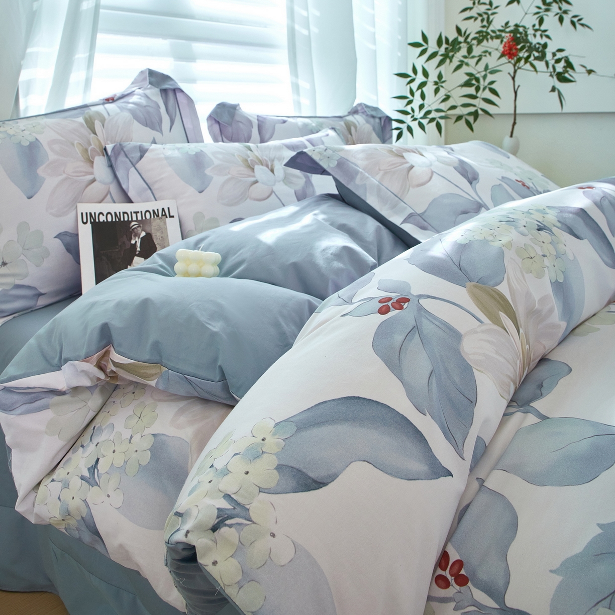 91家纺网 家纺一手货源 找家纺 启航家居 2026新款全棉铂金棉数码印花四件套 云中歌兰