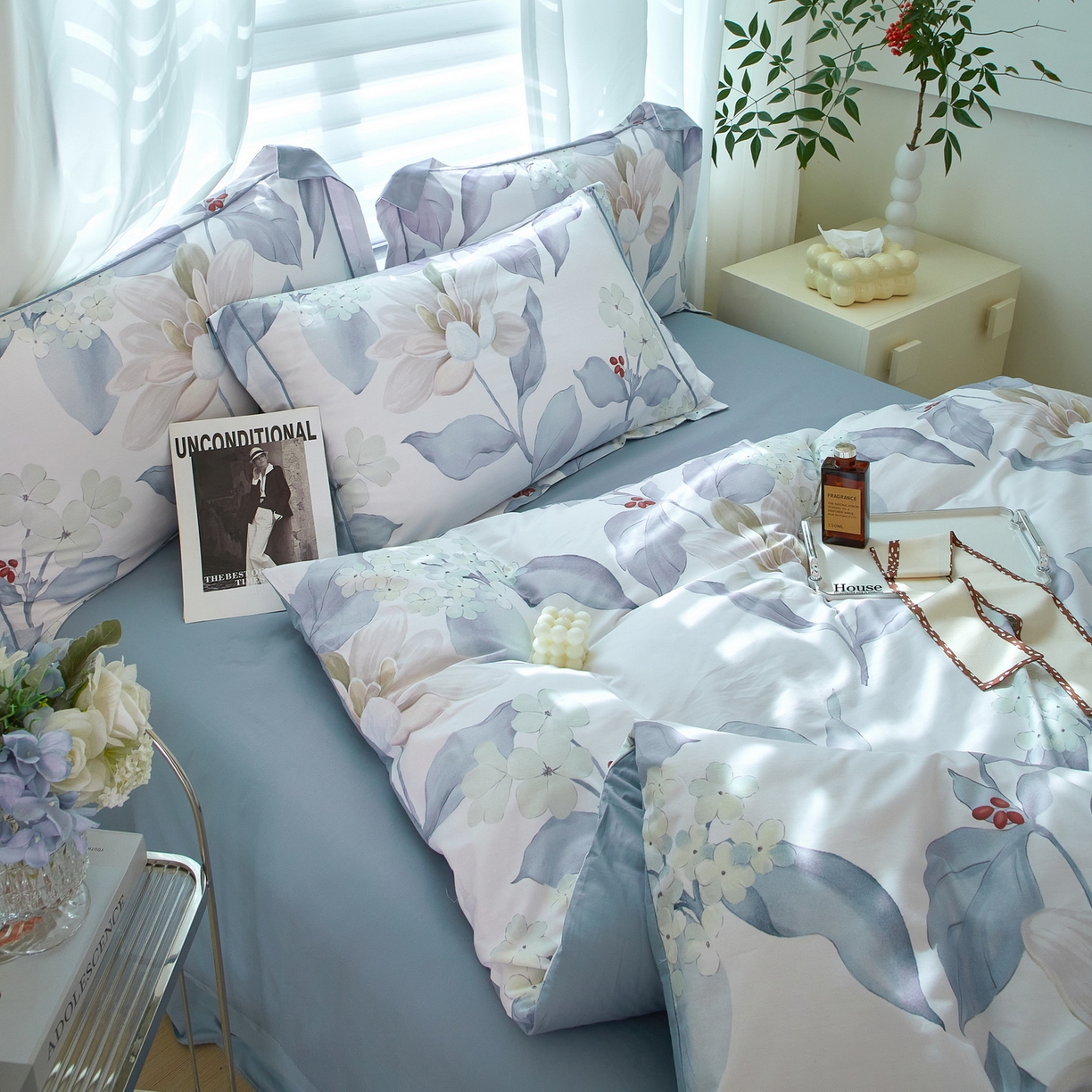 91家纺网 家纺一手货源 找家纺 启航家居 2026新款全棉铂金棉数码印花四件套 云中歌兰