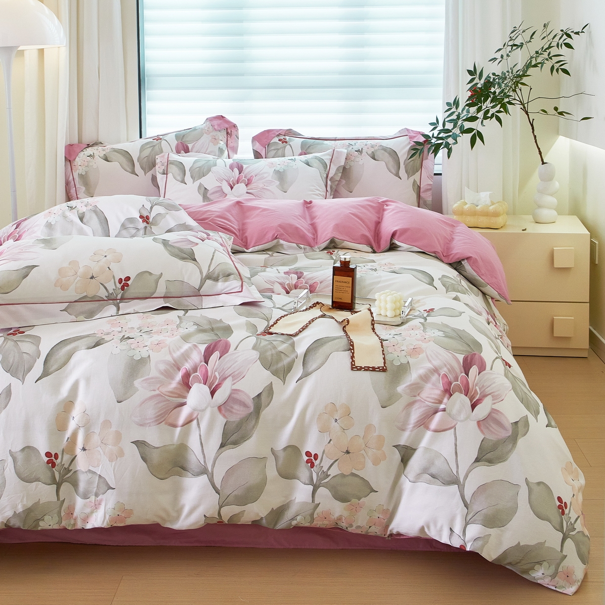 91家纺网 家纺一手货源 找家纺 启航家居 2026新款全棉铂金棉数码印花四件套 云中歌紫