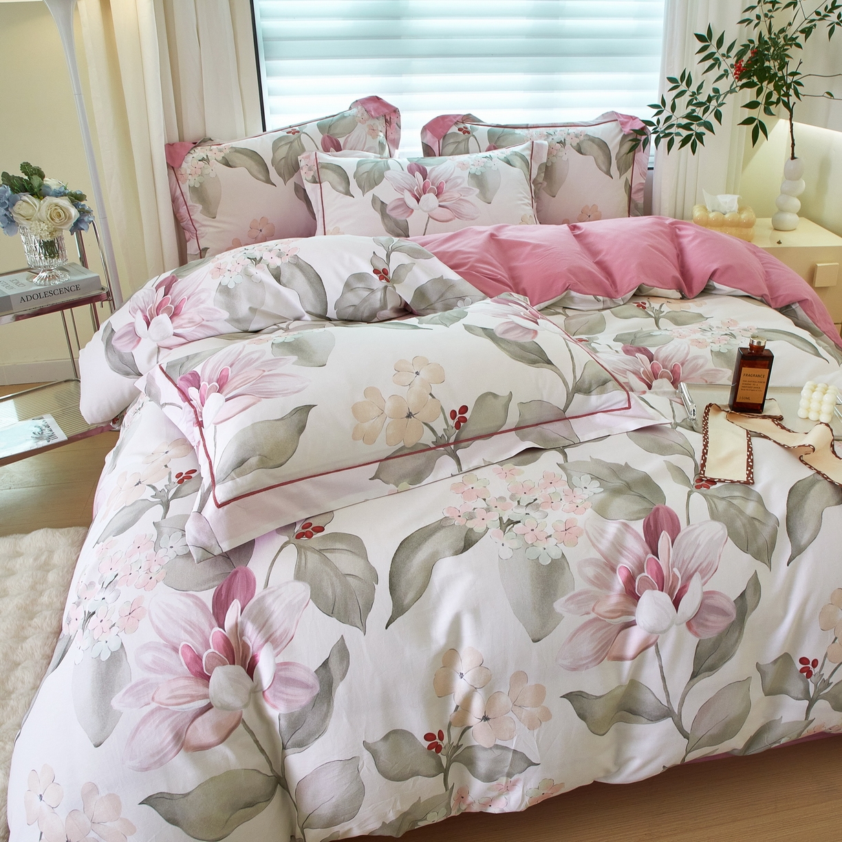 91家纺网 家纺一手货源 找家纺 启航家居 2026新款全棉铂金棉数码印花四件套 云中歌紫