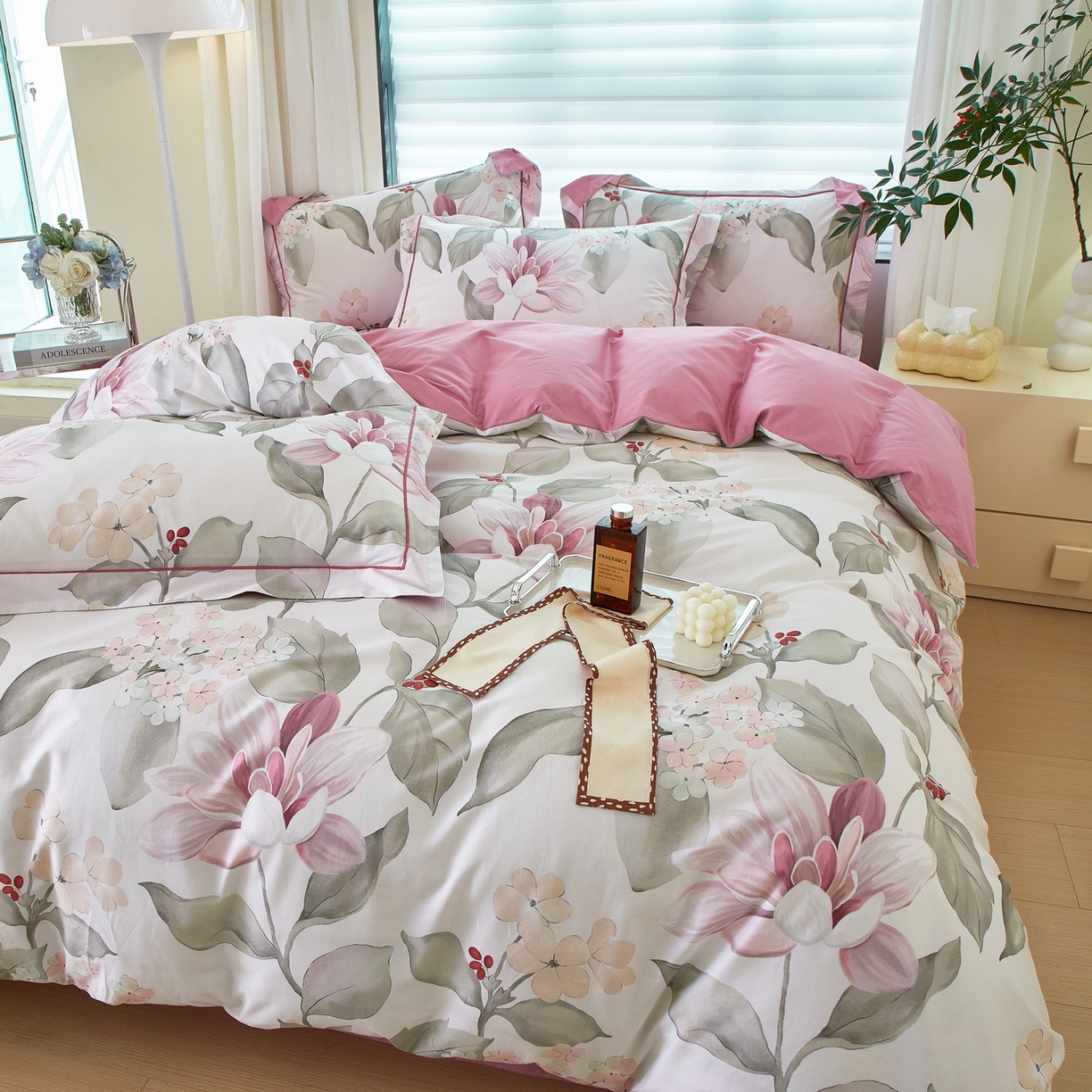 91家纺网 家纺一手货源 找家纺 启航家居 2026新款全棉铂金棉数码印花四件套 云中歌紫