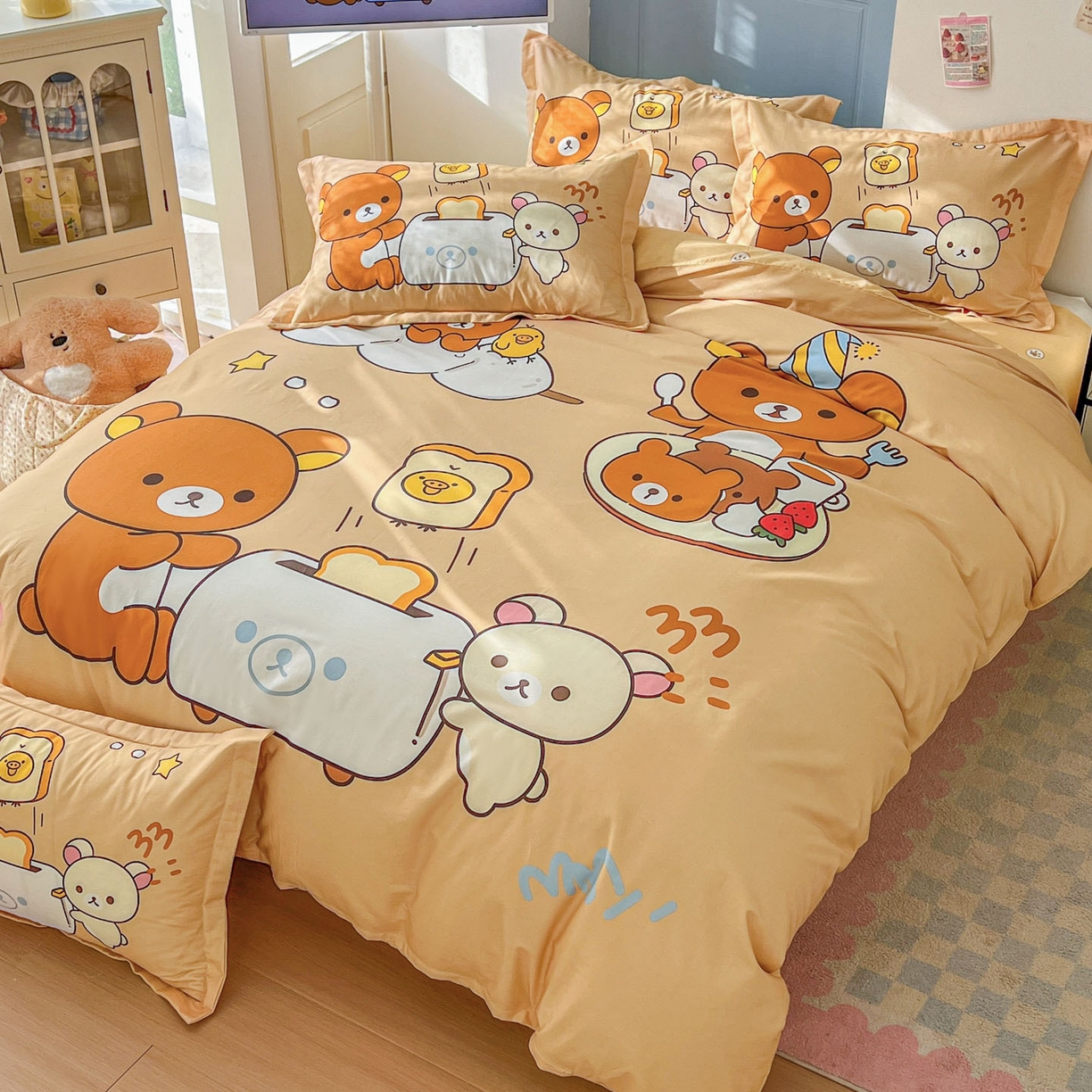 91家纺网 家纺一手货源 找家纺 浩诚 2026新款全棉卡通四件套第4批（陆续更新） 美食小熊