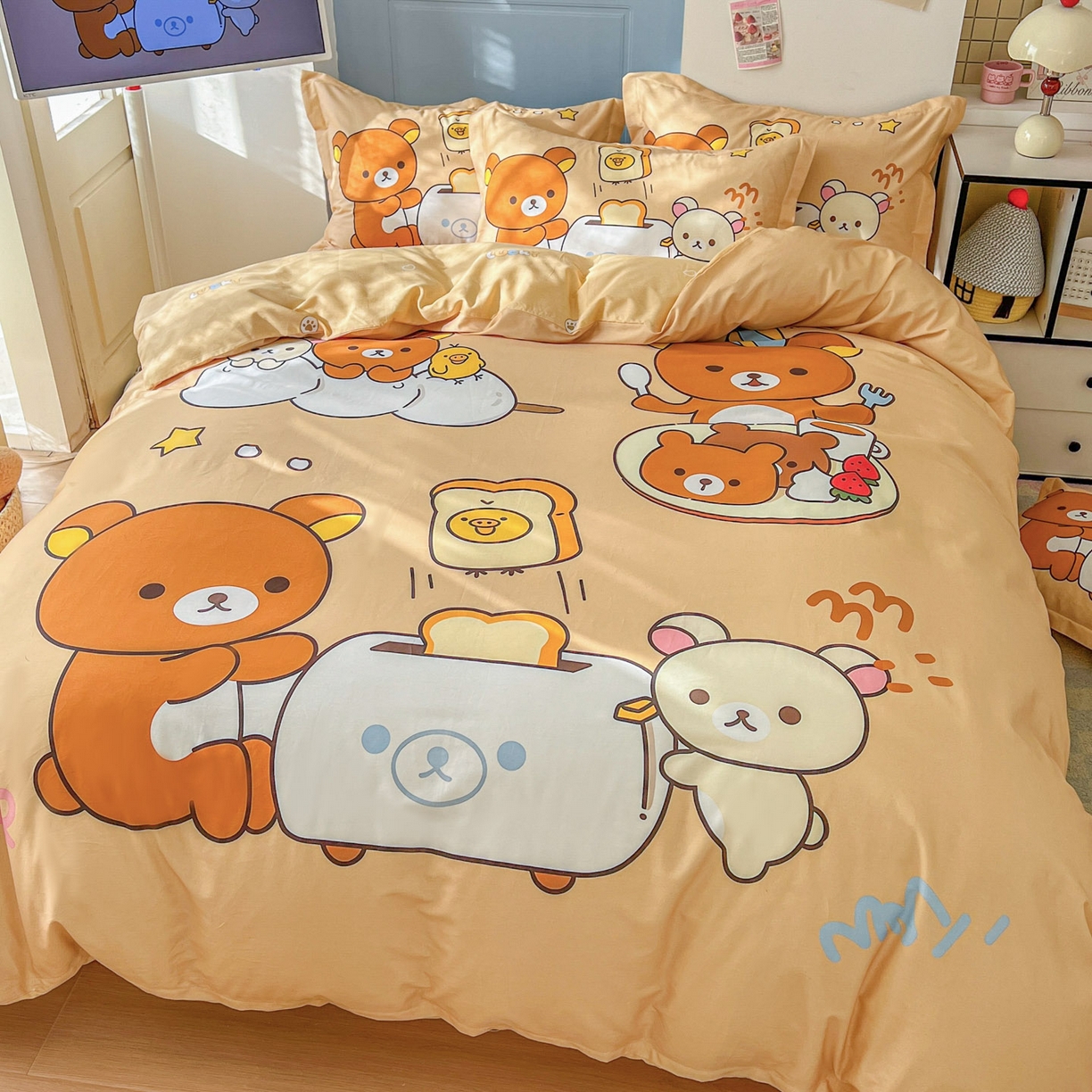 91家纺网 家纺一手货源 找家纺 浩诚 2026新款全棉卡通四件套第4批（陆续更新） 美食小熊