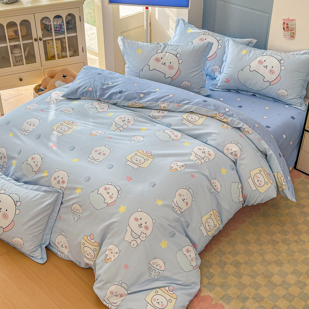 91家纺网 家纺一手货源 找家纺 浩诚 2026新款全棉卡通四件套第4批（陆续更新） 欢乐小熊